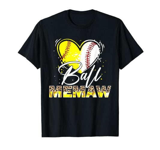 Ball Memaw Leopard Baseball Softball T-Shirt - Custom Art Print for Adults - T-Shirt, Sweatshirt, Hoodie