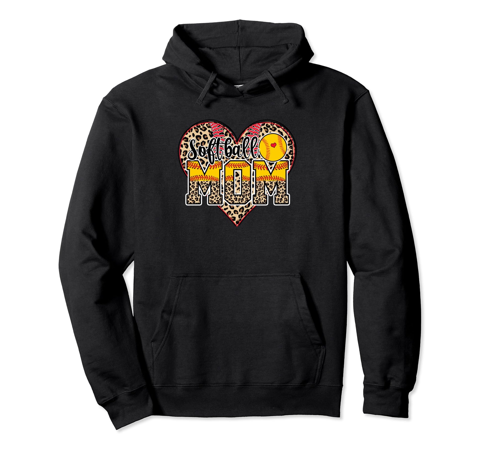Softball Mom Leopard Funny Softball Mom Hoodie - Trendy Graphic Men Women - T-Shirt, Sweatshirt, Hoodie