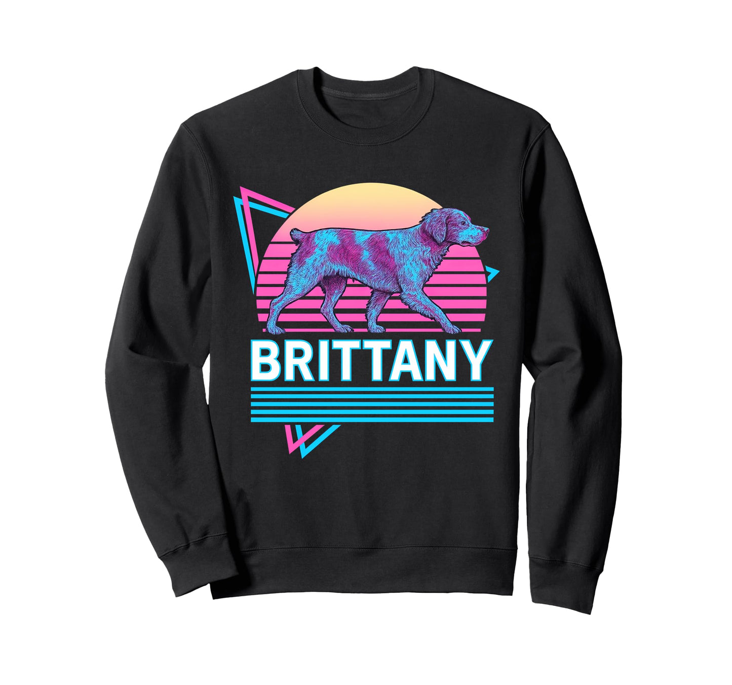 Brittany Spaniel Synthwave Aesthetic Sweatshirt - Custom Art Print Unisex - T-Shirt, Sweatshirt, Hoodie