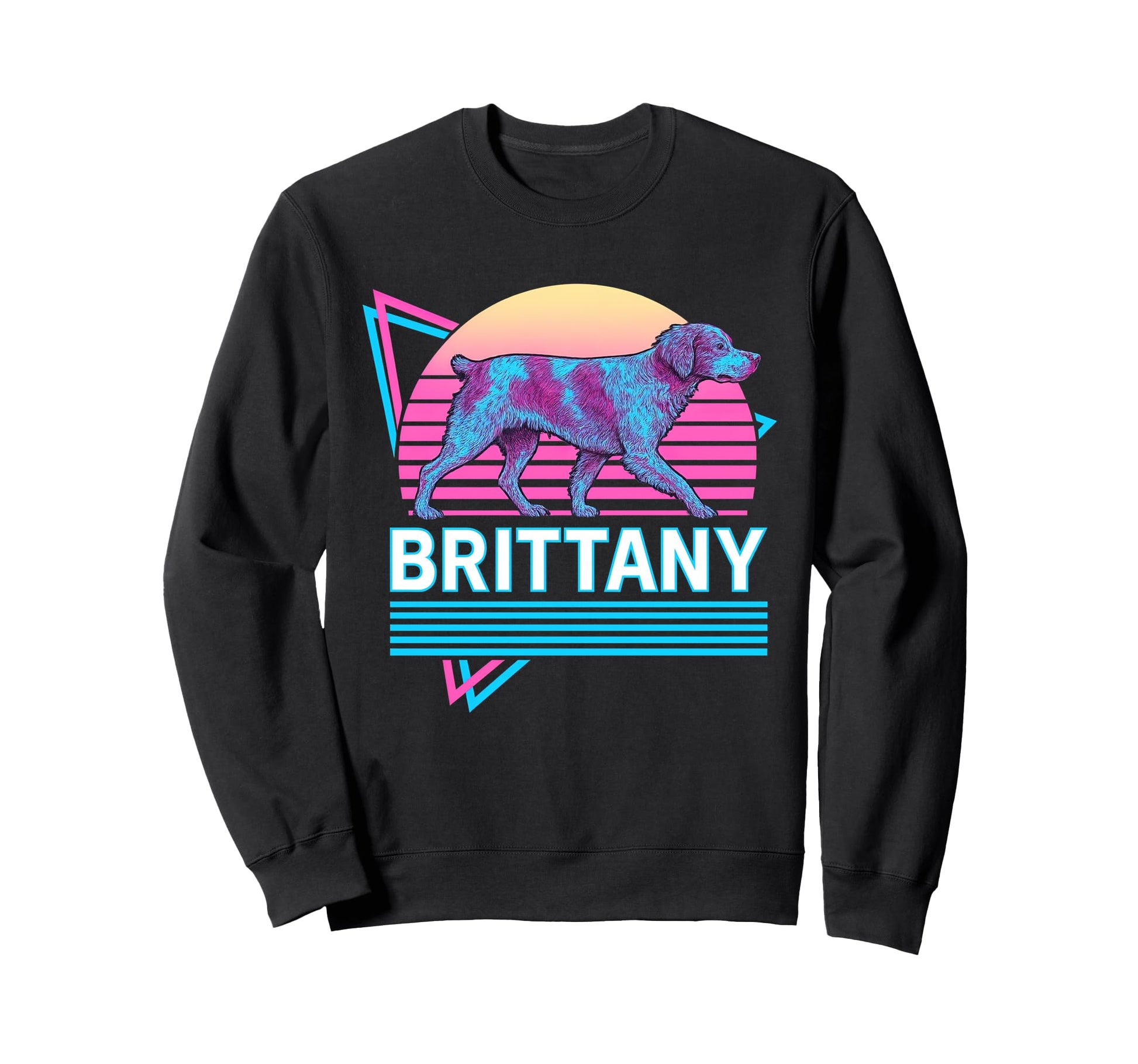 Brittany Spaniel Synthwave Aesthetic Sweatshirt - Custom Art Print Unisex - T-Shirt, Sweatshirt, Hoodie
