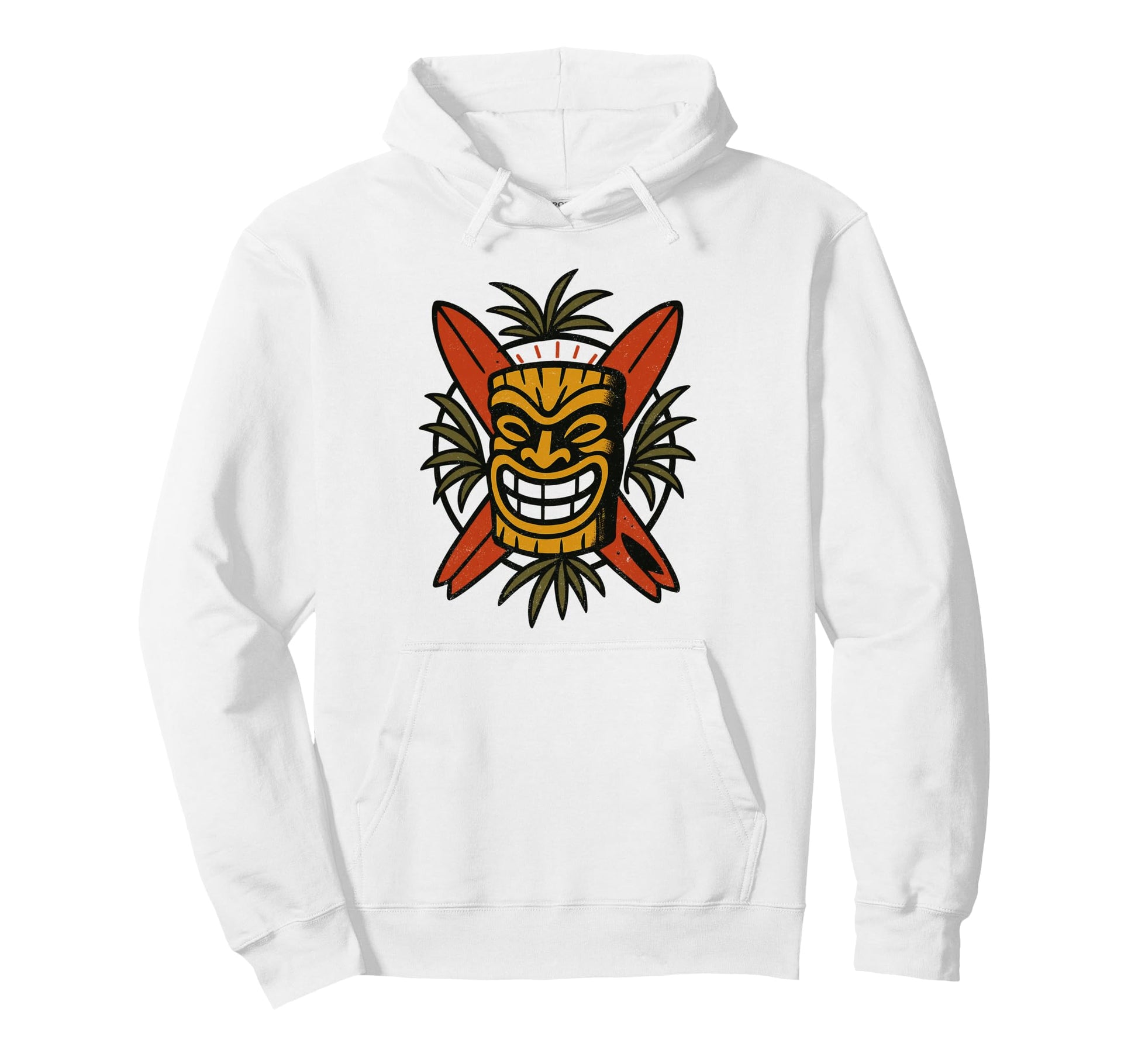 Tiki Mask Surfboards Traditional Hoodie - Aesthetic Graphic for Adults - T-Shirt, Sweatshirt, Hoodie