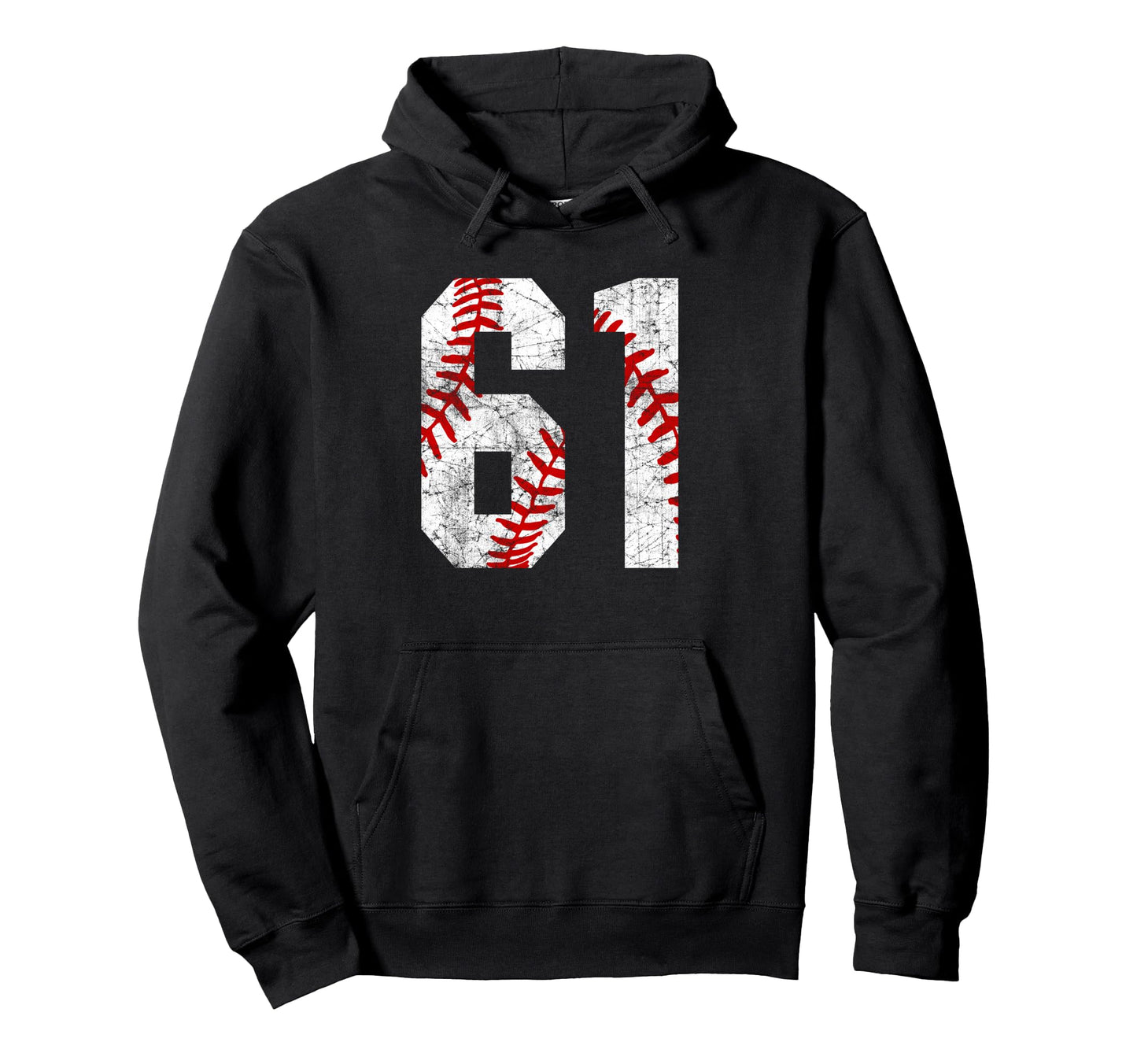 Distressed Baseball Number 61 Jersey Hoodie - Unique Graphic Unisex - T-Shirt, Sweatshirt, Hoodie