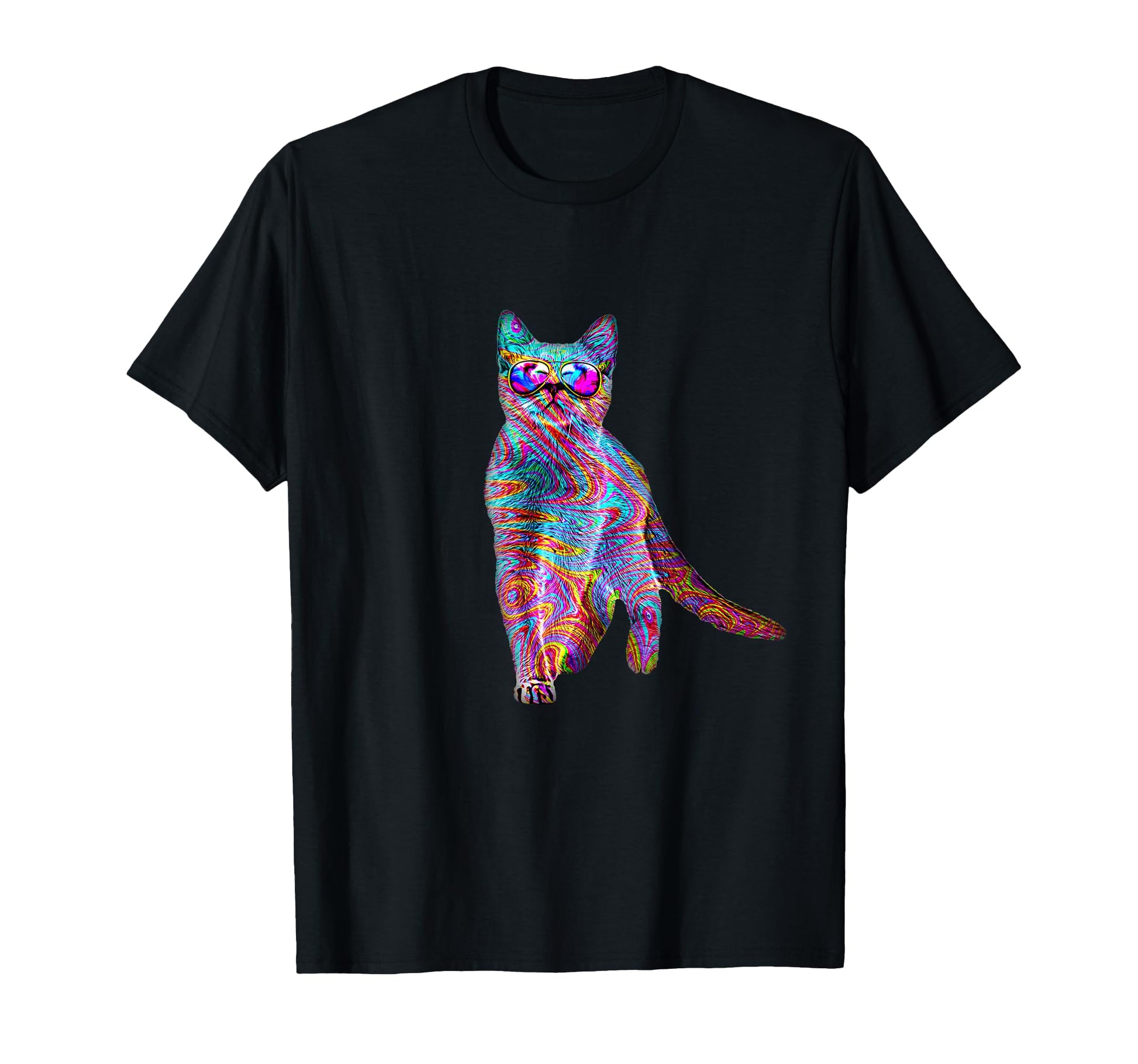 Psychedelic Cat Sunglasses Trippy T-Shirt - Trendy Graphic for Adults - T-Shirt, Sweatshirt, Hoodie
