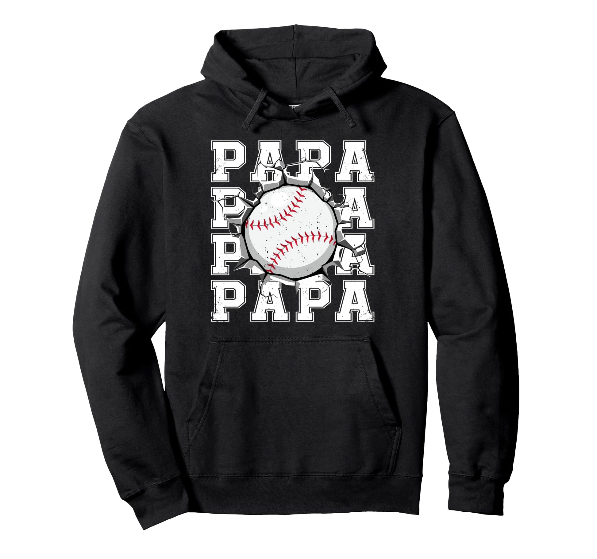 Baseball Papa Cracked Wall Family Hoodie - Casual Everyday Wear for Adults - T-Shirt, Sweatshirt, Hoodie