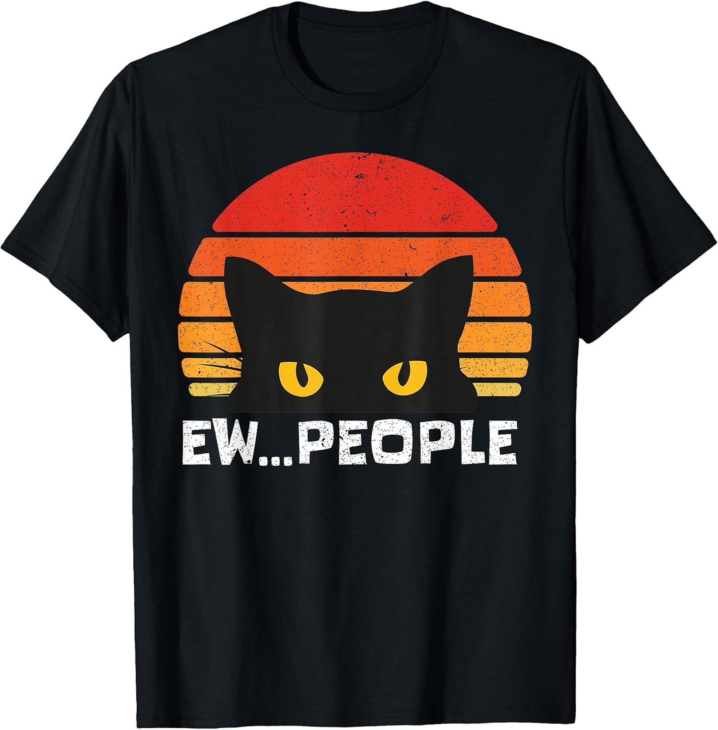 Ew People Retro Funny Black Cat Gifts Anti Social Men - Adult & Kids T-Shirts, Sweatshirts & Hoodies apparel design preview 1
