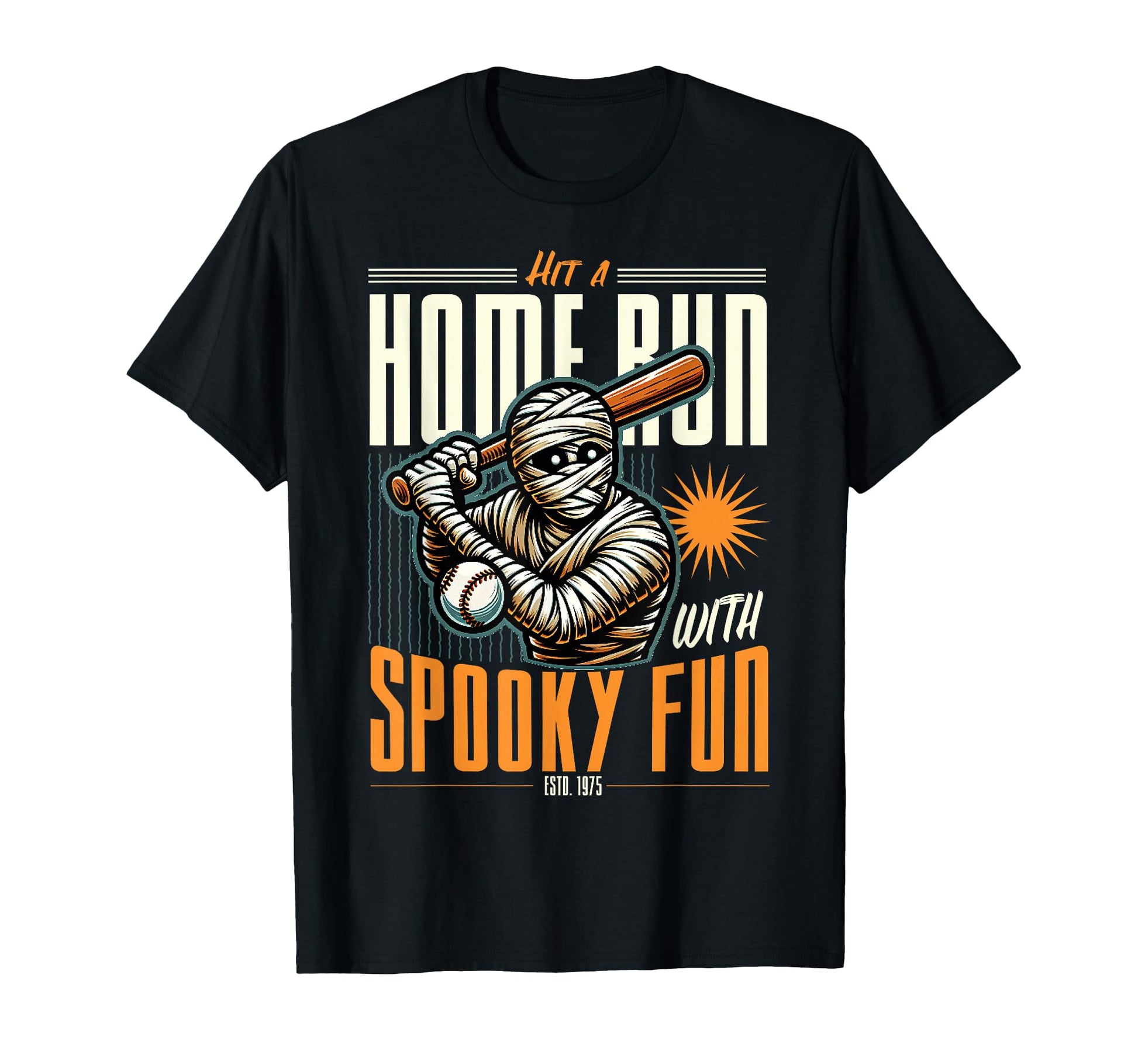 Spooky Mummy Baseball Player T-Shirt - Casual Everyday Wear Men Women - T-Shirt, Sweatshirt, Hoodie
