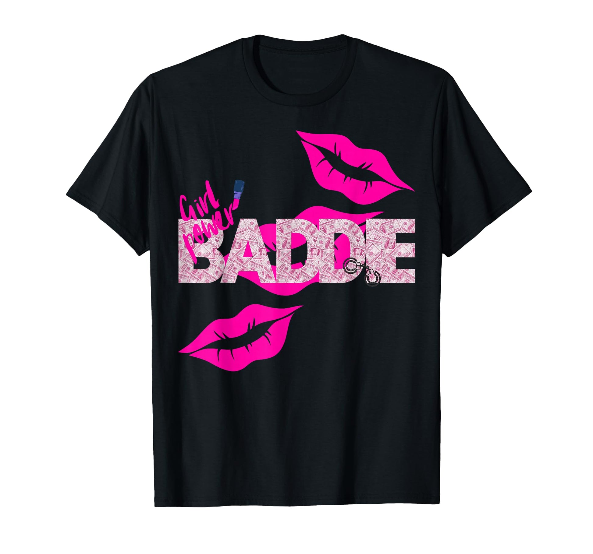 Pwr Baddie Lips Money Pattern Y2K Aesthetic T-Shirt - Trendy Graphic Unisex - T-Shirt, Sweatshirt, Hoodie