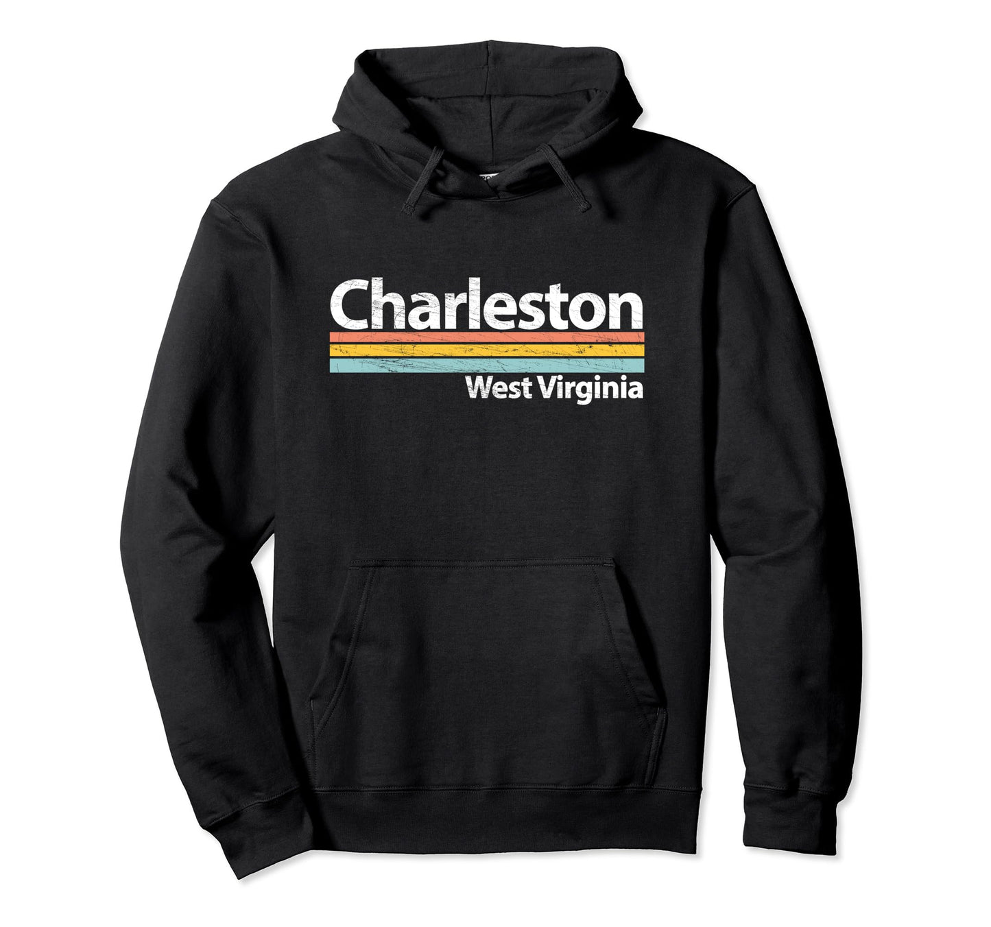 Charleston West Virginia Worn Stripes Hoodie - Graphic Print Men Women - T-Shirt, Sweatshirt, Hoodie