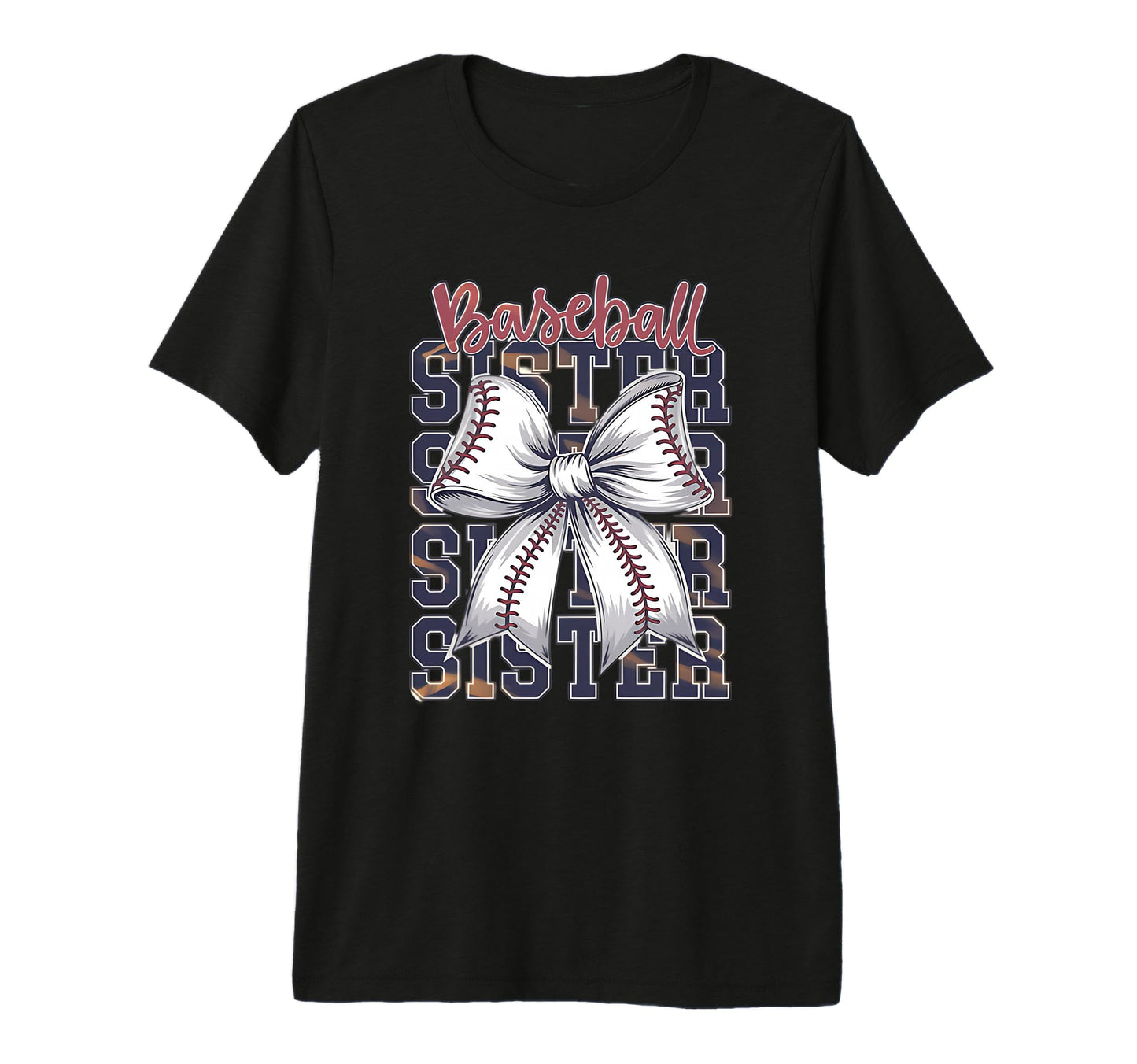 Baseball Sister Coquette Bow Tri Blend T-Shirt - Custom Art Print Men Women - T-Shirt, Sweatshirt, Hoodie