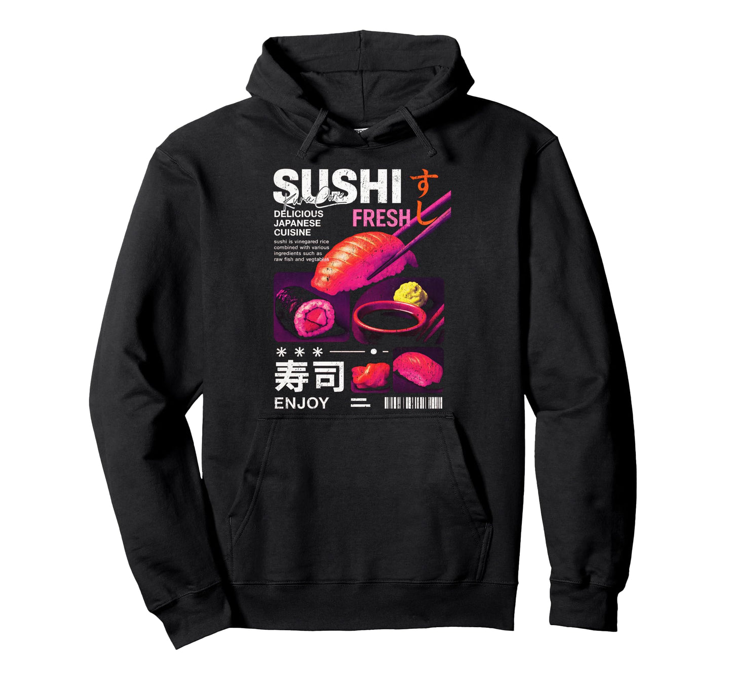 Sushi Japanese Streetwear Cyberpunk Y2K Hoodie - Trendy Graphic Unisex - T-Shirt, Sweatshirt, Hoodie