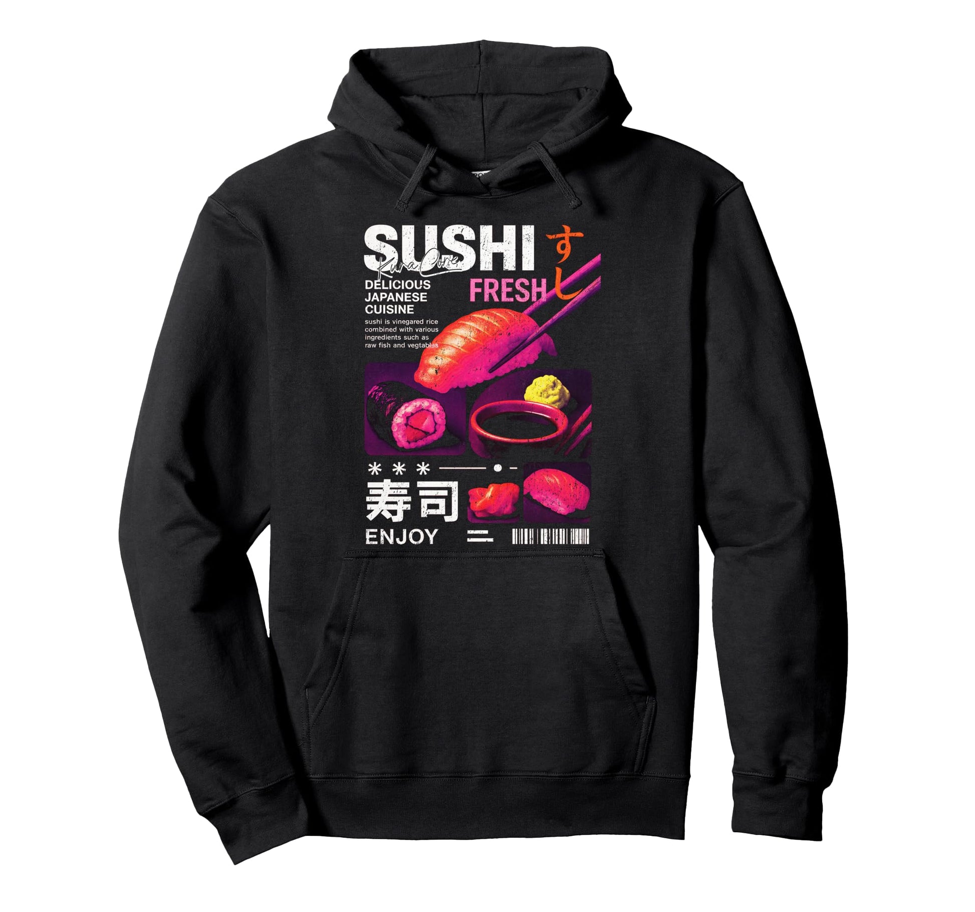 Sushi Japanese Streetwear Cyberpunk Y2K Hoodie - Trendy Graphic Unisex - T-Shirt, Sweatshirt, Hoodie