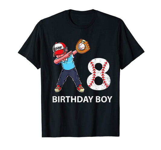 8Yo Birthday Baseball Lover Party Gift T-Shirt - Minimalist Print Unisex - T-Shirt, Sweatshirt, Hoodie