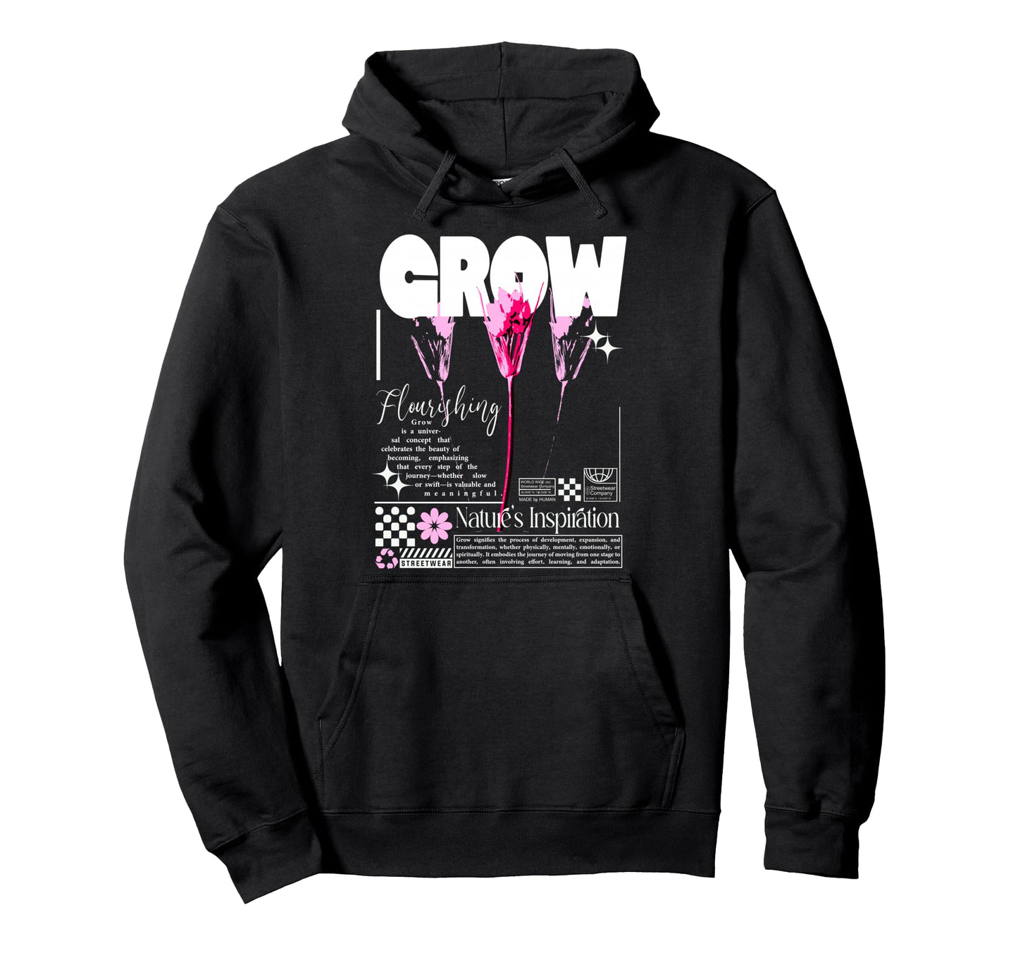 Y2K Grow Bold Urban Graffiti Hoodie - Casual Everyday Wear Men Women - T-Shirt, Sweatshirt, Hoodie