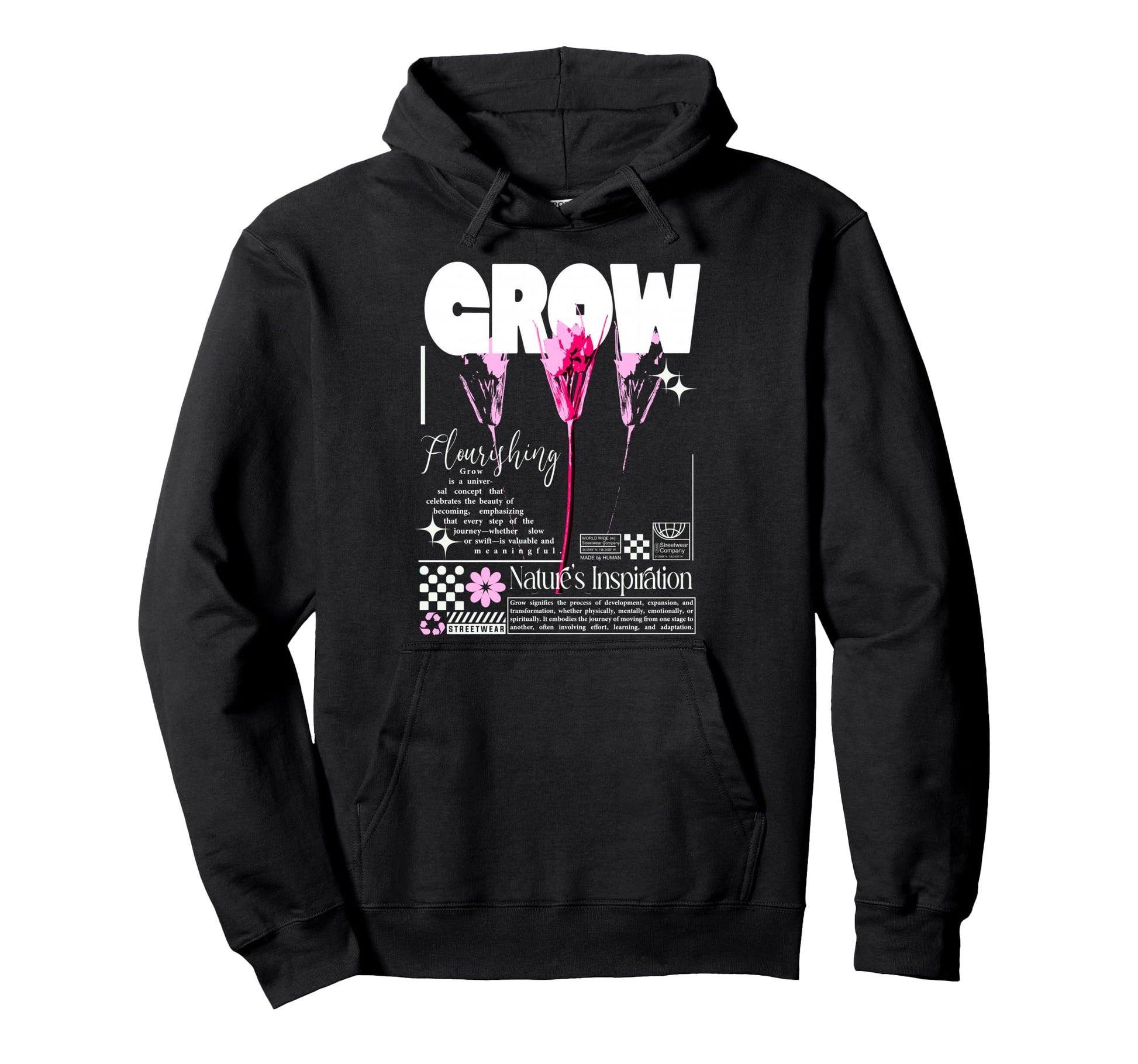 Y2K Grow Bold Urban Graffiti Hoodie - Casual Everyday Wear Men Women - T-Shirt, Sweatshirt, Hoodie