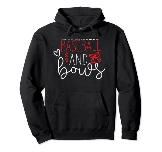 Baseball And Bows Baseball Lover Gift Hoodie - Aesthetic Graphic Men Women - T-Shirt, Sweatshirt, Hoodie