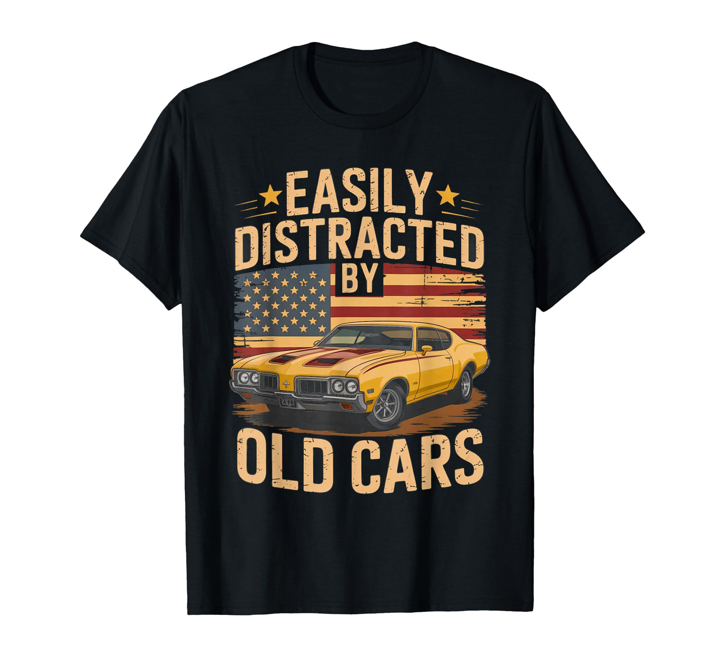 Easily Distracted Old Cars Muscle Car T-Shirt - Custom Art Print Unisex - T-Shirt, Sweatshirt, Hoodie