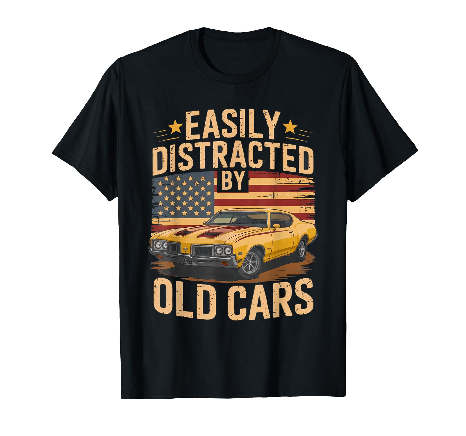 Easily Distracted Old Cars Muscle Car T-Shirt - Custom Art Print Unisex - T-Shirt, Sweatshirt, Hoodie