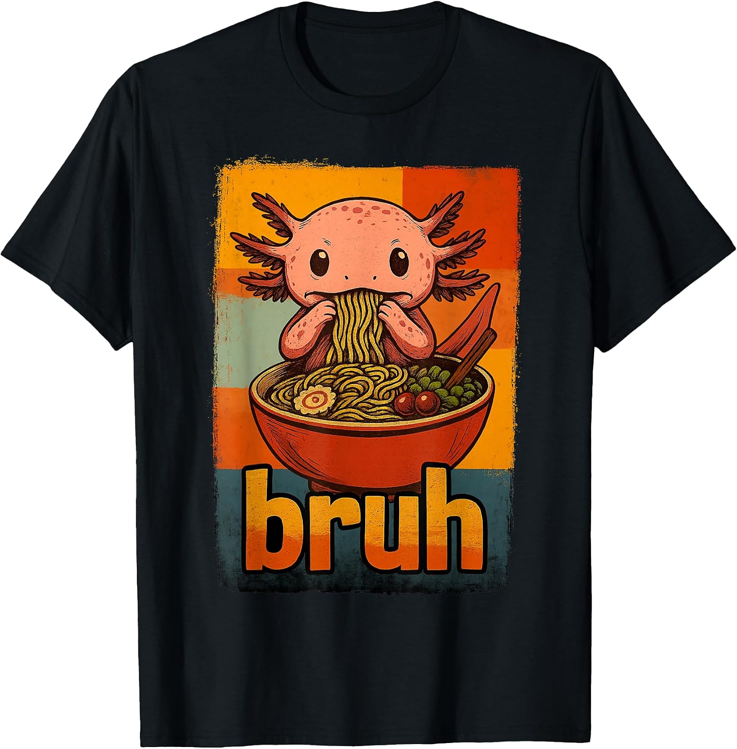 Funny Axolotl Eating Ramen Apparel Graphic - Adult & Kids T-Shirts, Sweatshirts & Hoodies apparel design preview 1
