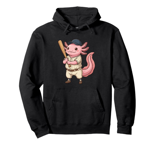Axolotl Baseball Player Mexican Hoodie - Custom Art Print Men Women - T-Shirt, Sweatshirt, Hoodie