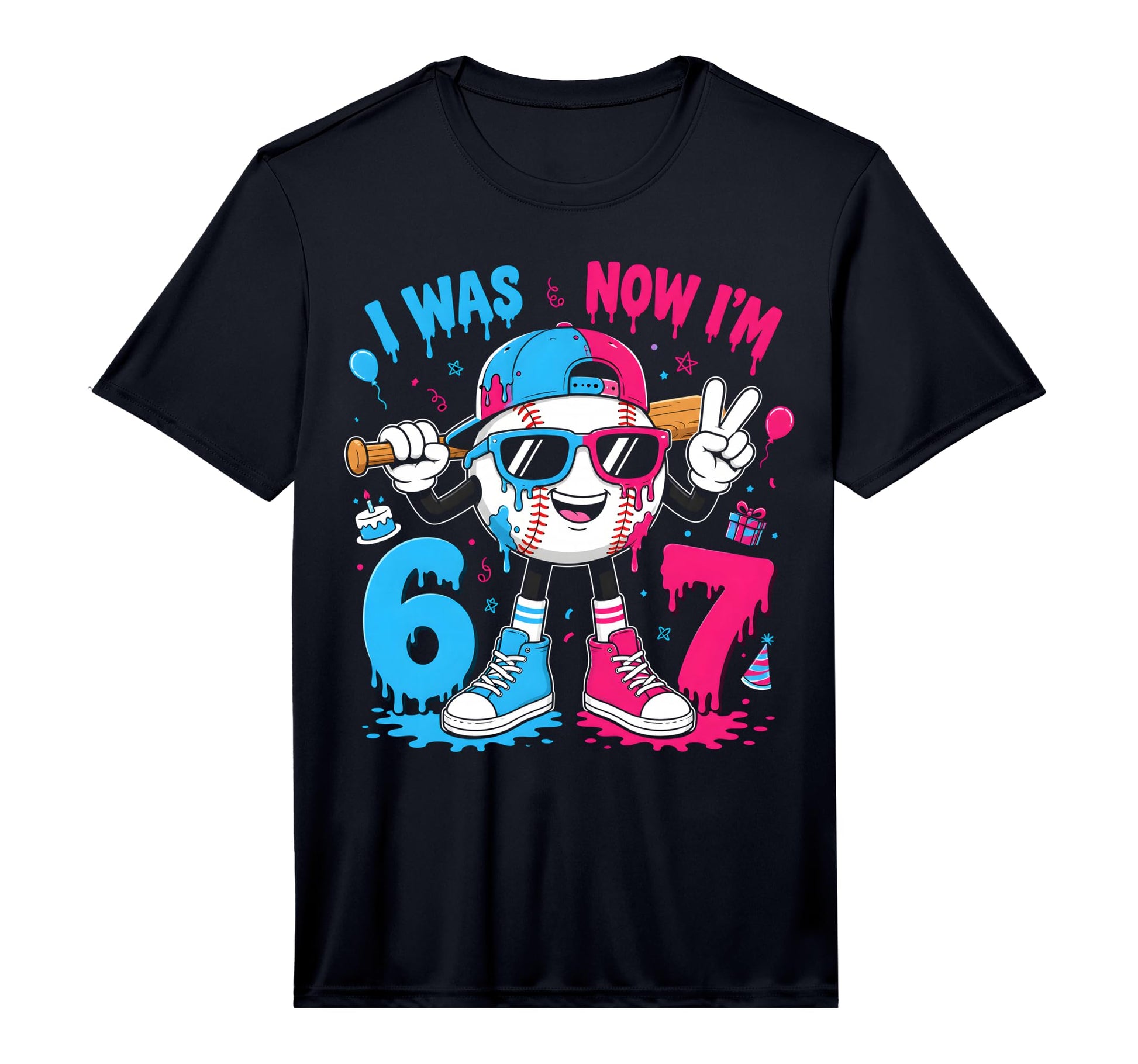 7Th Birthday Baseball Ice Cream I Was T-Shirt - Custom Art Print Men Women - T-Shirt, Sweatshirt, Hoodie