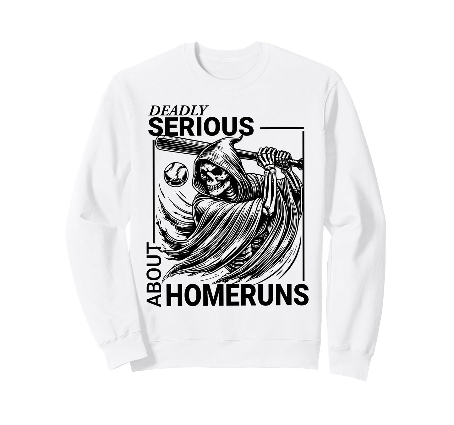 Baseball Grim Reaper Skeleton Sweatshirt - Fun Novelty Design Men Women - T-Shirt, Sweatshirt, Hoodie