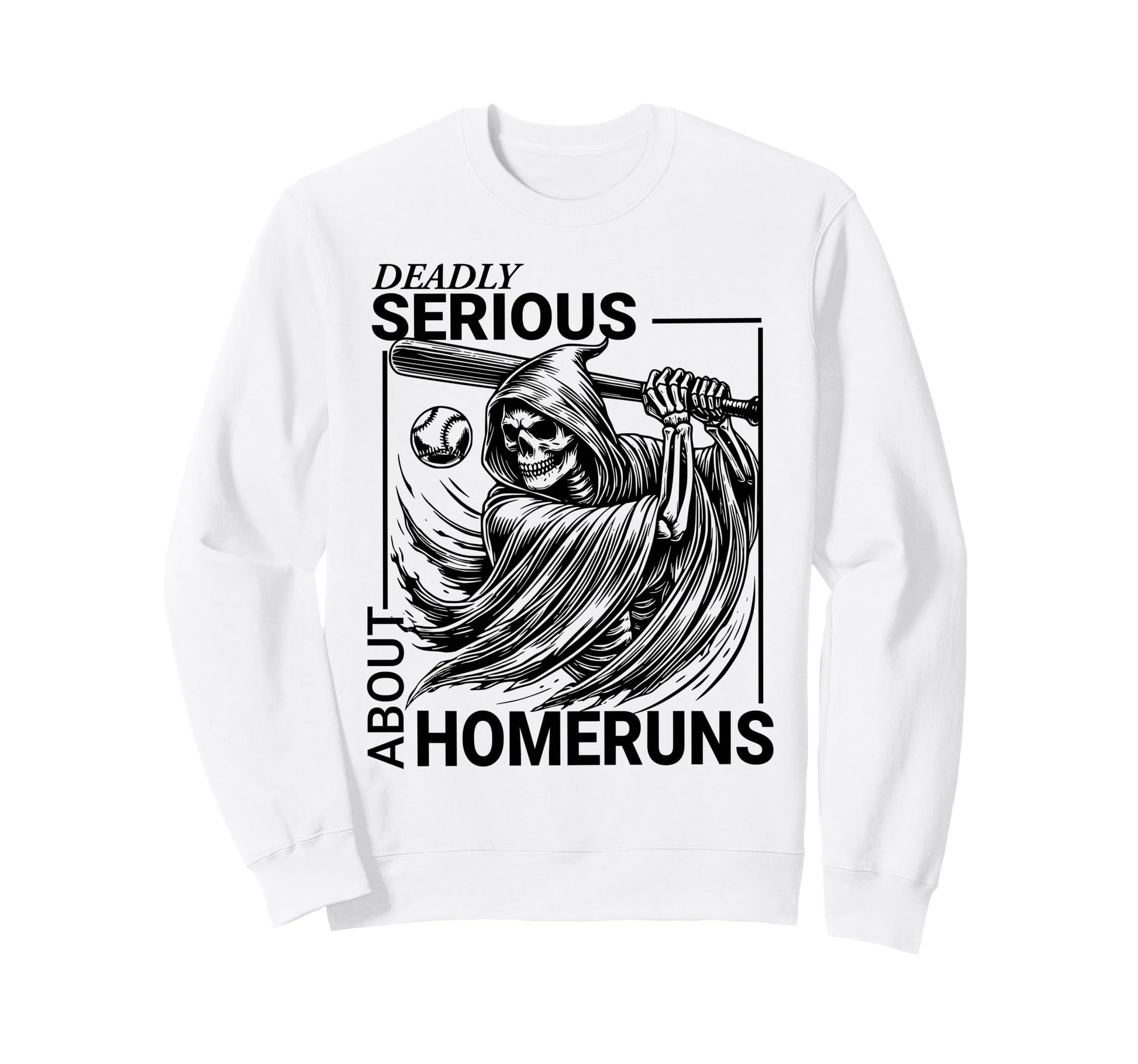 Baseball Grim Reaper Skeleton Sweatshirt - Fun Novelty Design Men Women - T-Shirt, Sweatshirt, Hoodie