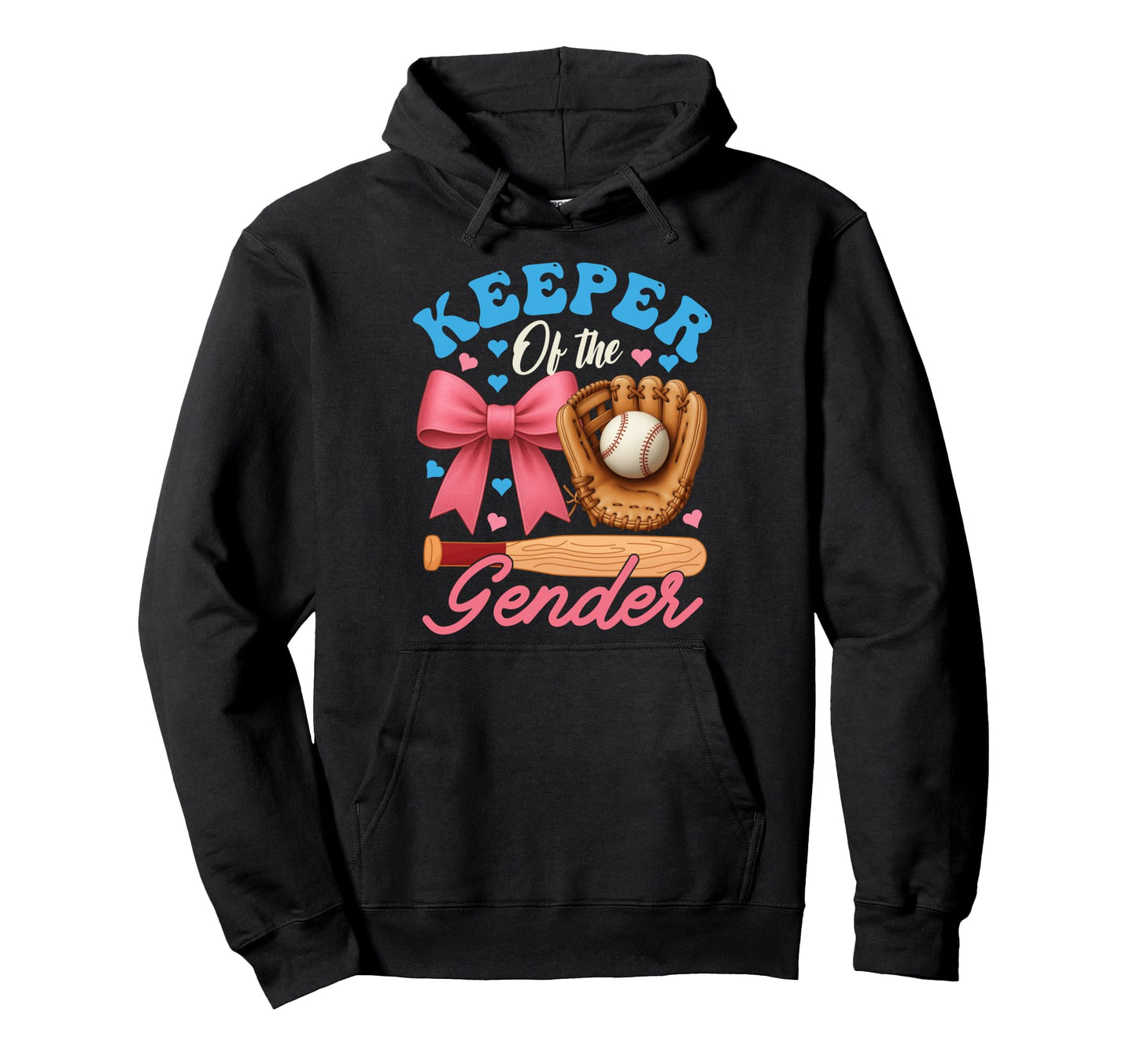 Baseball Or Bows Keeper Gender Reveal Party Hoodie - Unique Graphic Unisex - T-Shirt, Sweatshirt, Hoodie