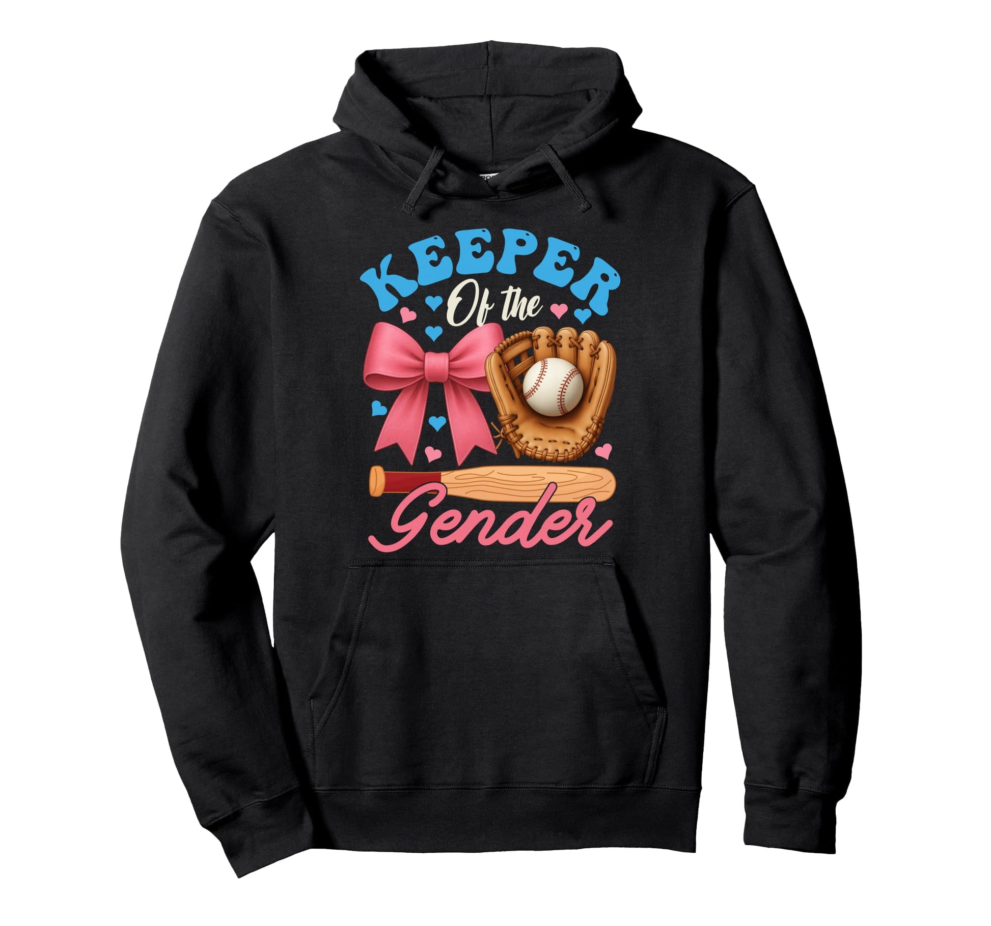 Baseball Or Bows Keeper Gender Reveal Party Hoodie - Unique Graphic Unisex - T-Shirt, Sweatshirt, Hoodie