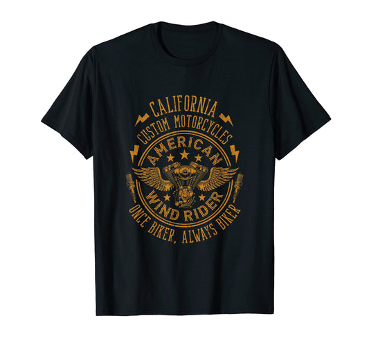 American Custom Motorcycles Illustration T-Shirt - Unique Graphic Unisex - T-Shirt, Sweatshirt, Hoodie