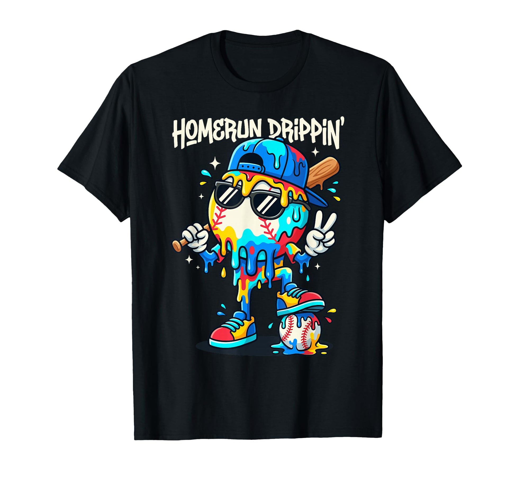 Homerun Drippin Melting Baseball Graffiti T-Shirt - Custom Art Print Unisex - T-Shirt, Sweatshirt, Hoodie