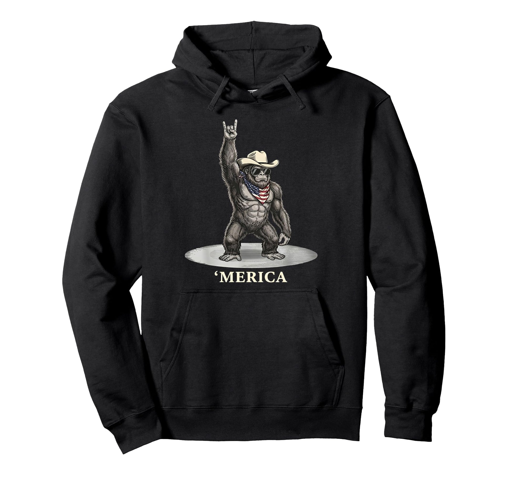 Usa Merica Bigfoot Cowboy 4Th July Funny Hoodie - Novelty Apparel Unisex - T-Shirt, Sweatshirt, Hoodie