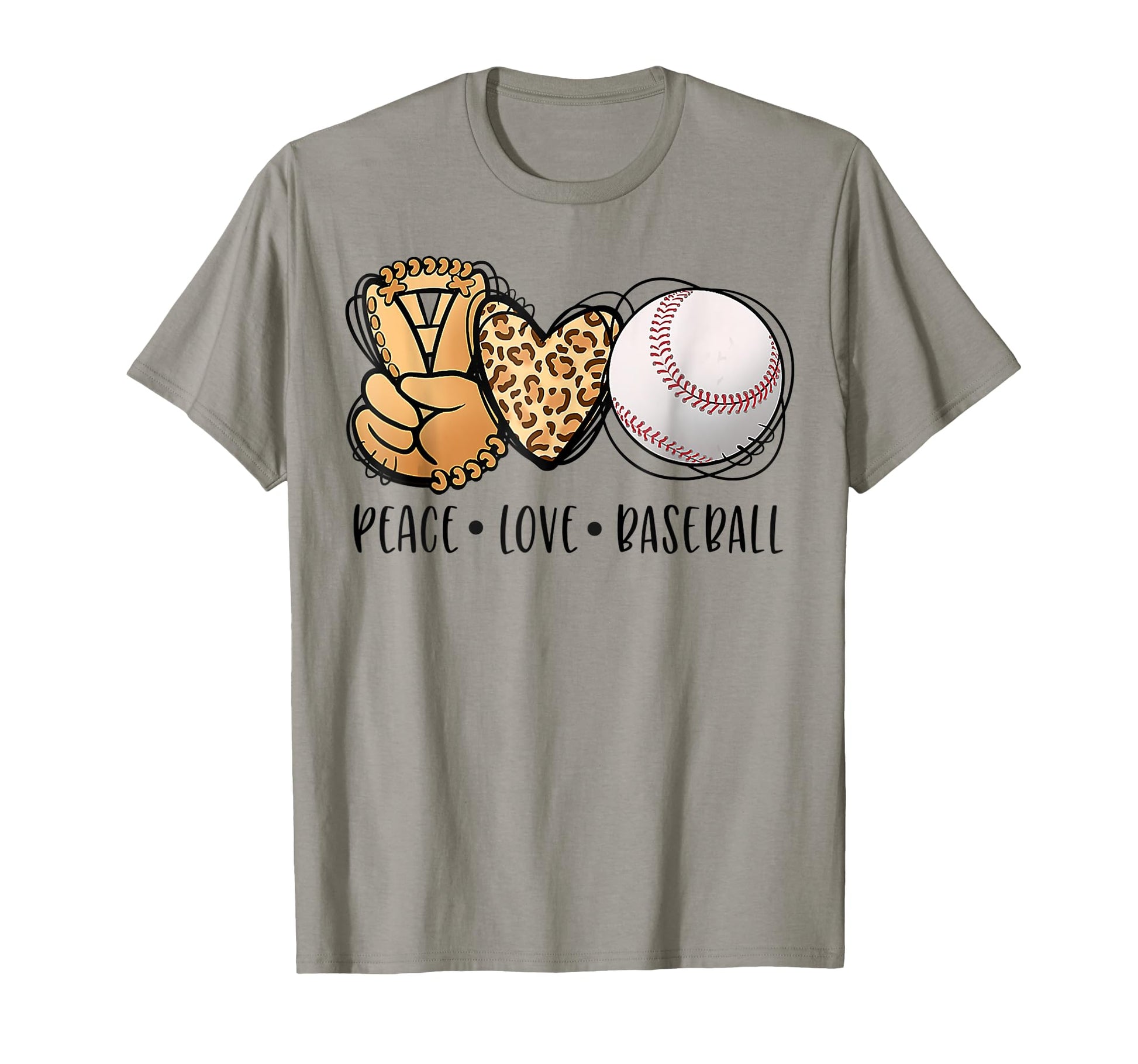 Funny Peace Love Baseball Mom Leopard T-Shirt - Minimalist Print Unisex - T-Shirt, Sweatshirt, Hoodie