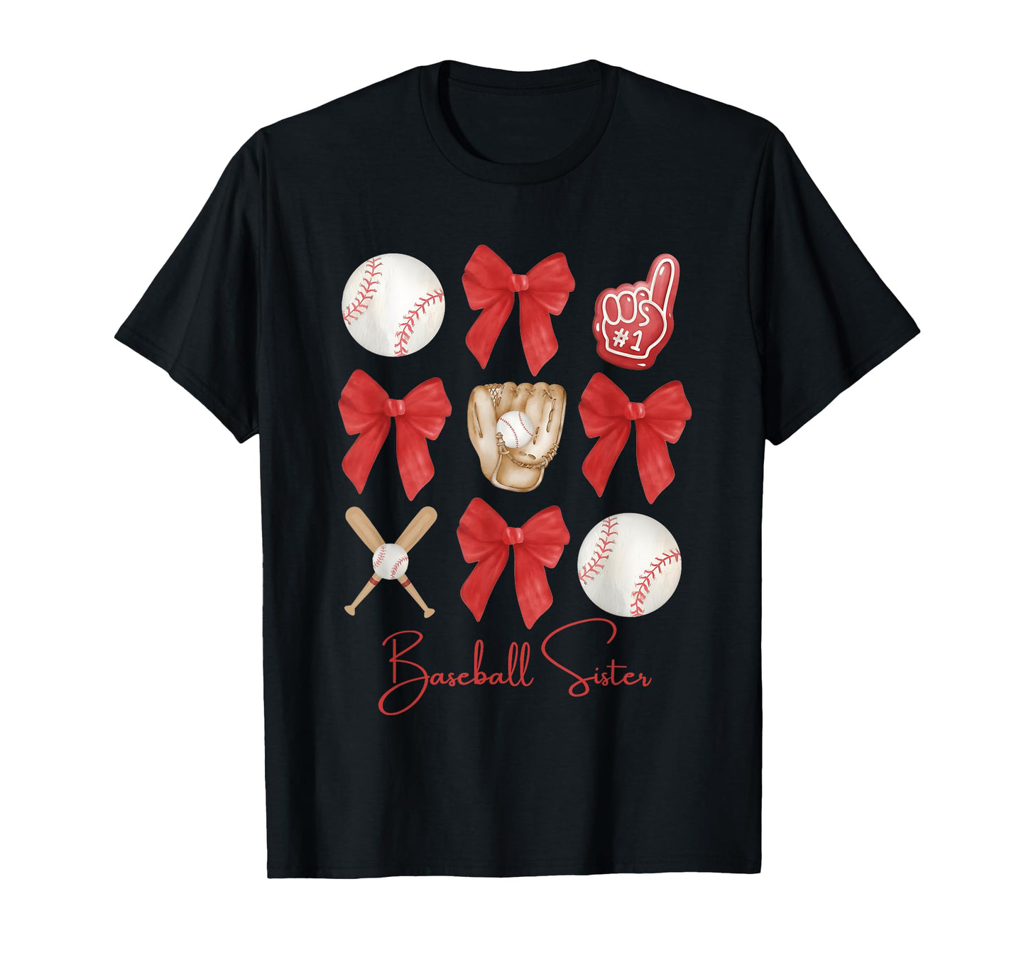 Baseball Sister Coquette Bow Cheer T-Shirt - Novelty Apparel Men Women - T-Shirt, Sweatshirt, Hoodie