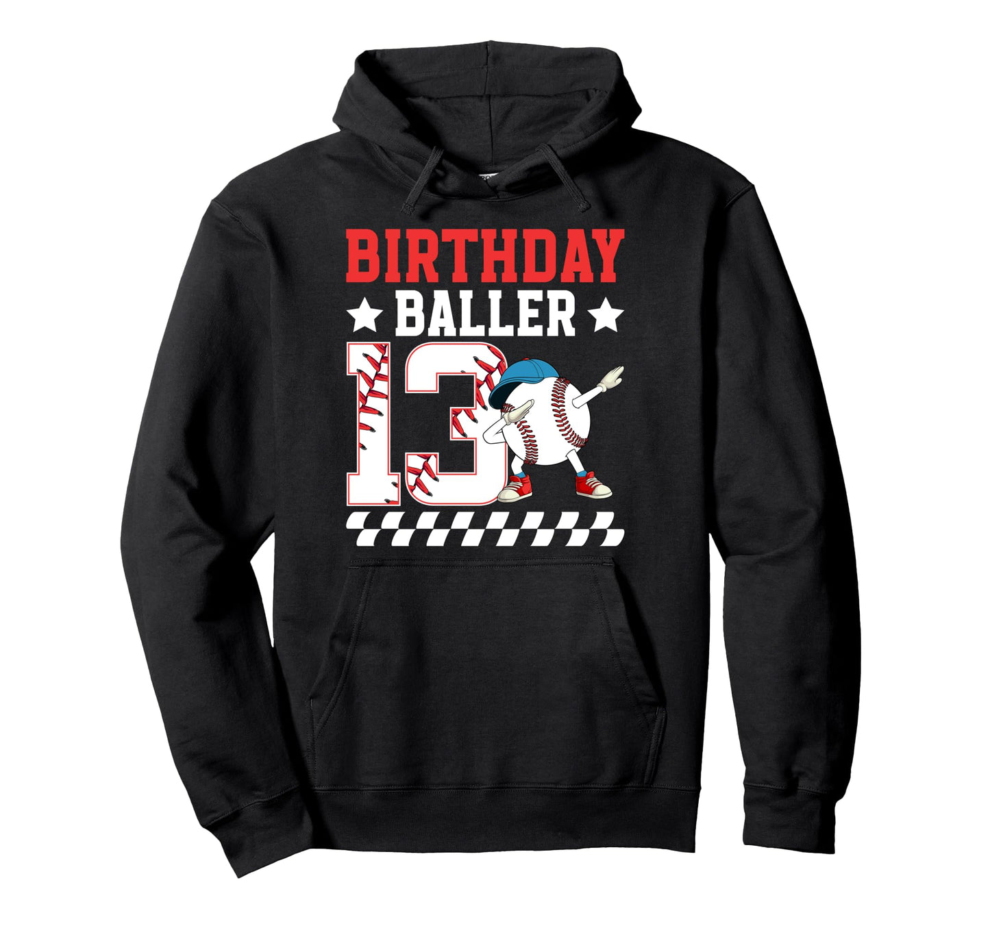 13Th Baseball Birthday Thirteen Year Old Hoodie - Custom Art Print Unisex - T-Shirt, Sweatshirt, Hoodie