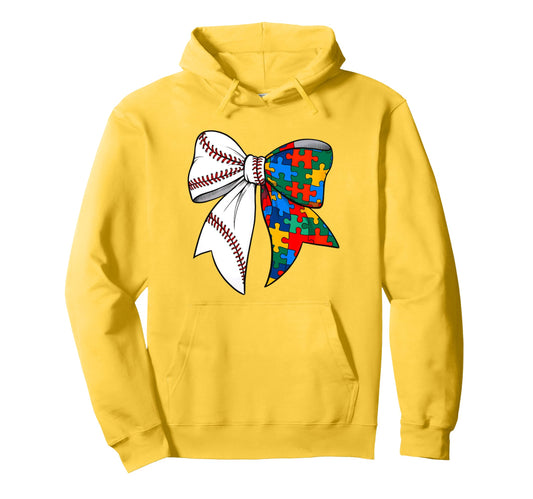 Autism Awareness Coquette Bow Baseball Hoodie - Trendy Graphic Unisex - T-Shirt, Sweatshirt, Hoodie
