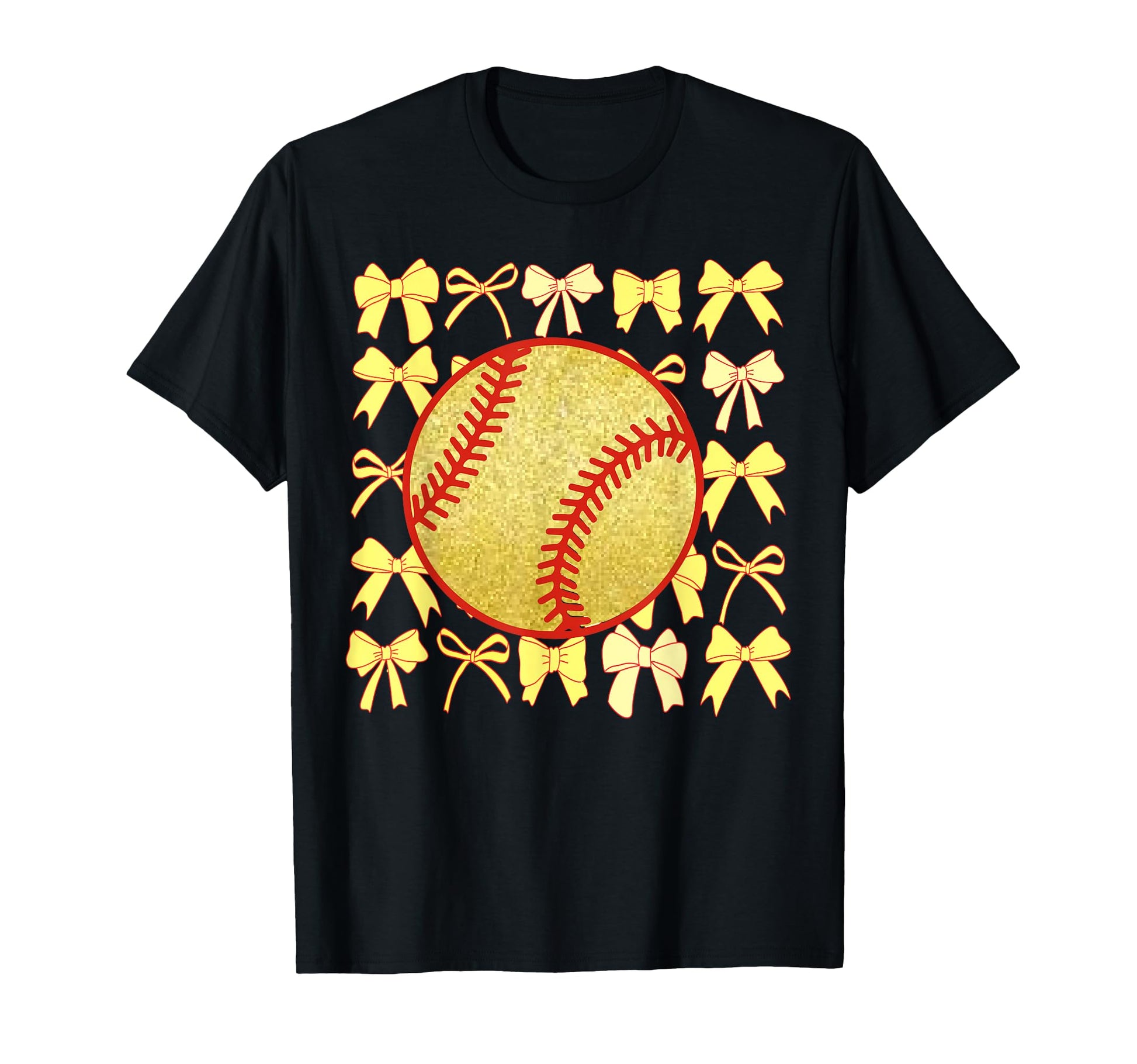 Baseball Bow Ribbon Softball Yellow Sweatshirt - Trendy Graphic Men Women - T-Shirt, Sweatshirt, Hoodie