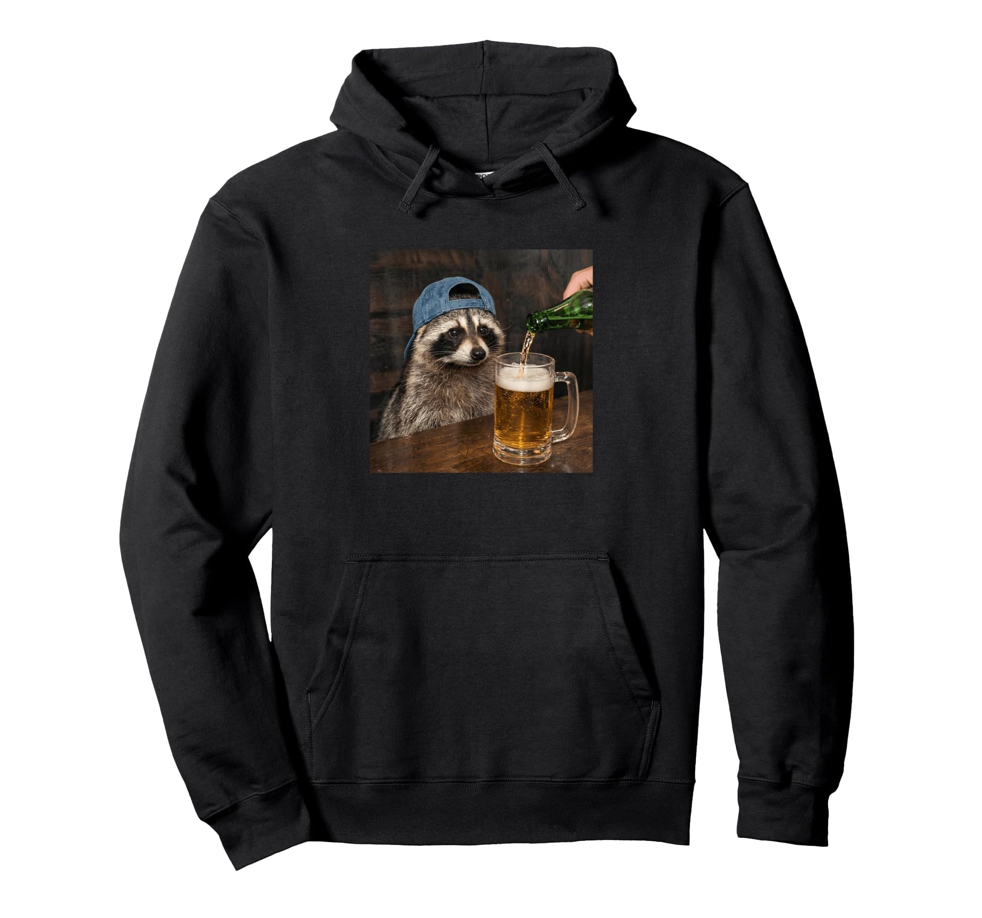 Raccoon Drinking Beer Funny Animal Bar Hoodie - Streetwear Style Men Women - T-Shirt, Sweatshirt, Hoodie