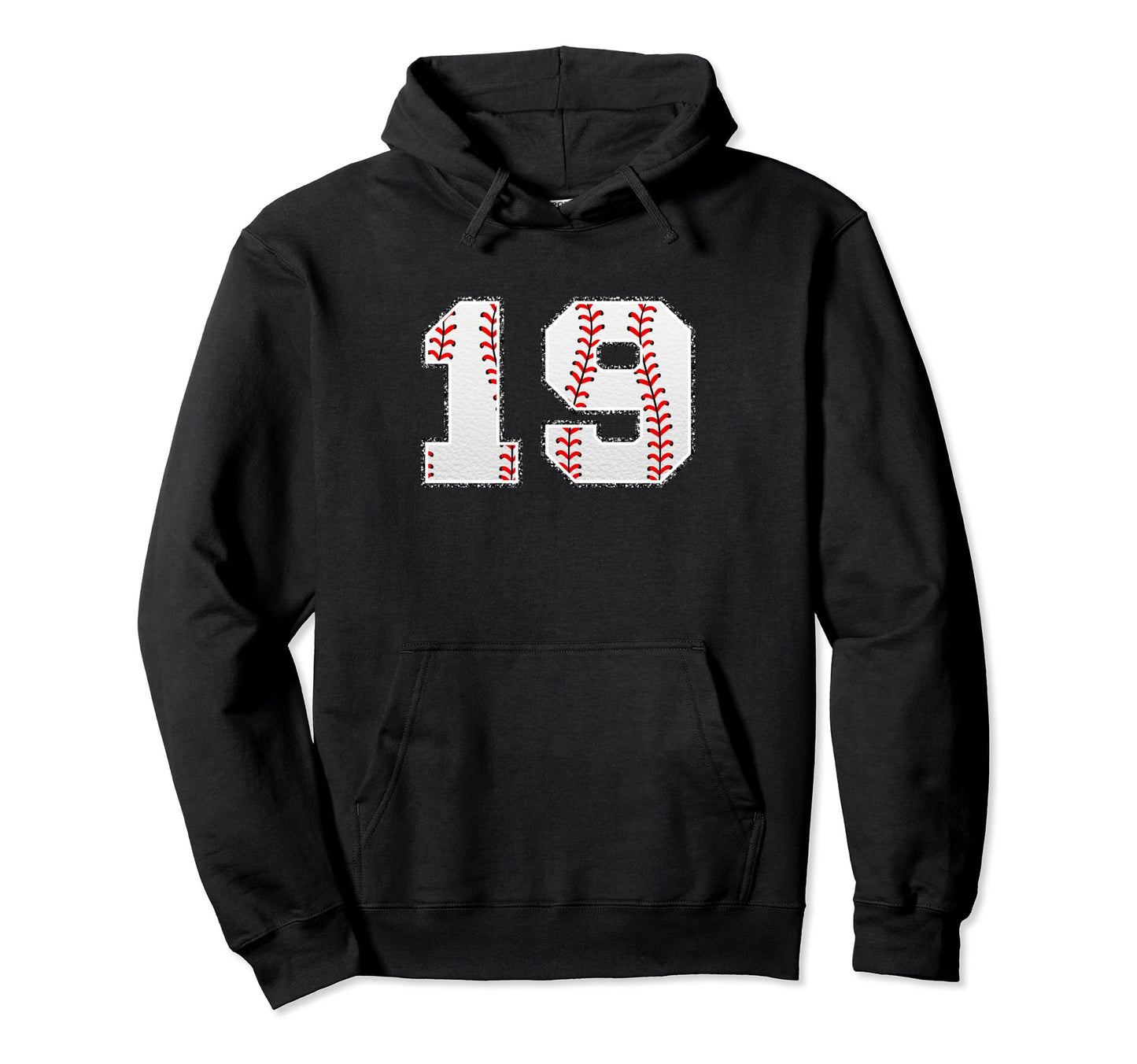 Number 19 Baseball Distressed Number Hoodie - Trendy Graphic for Adults - T-Shirt, Sweatshirt, Hoodie