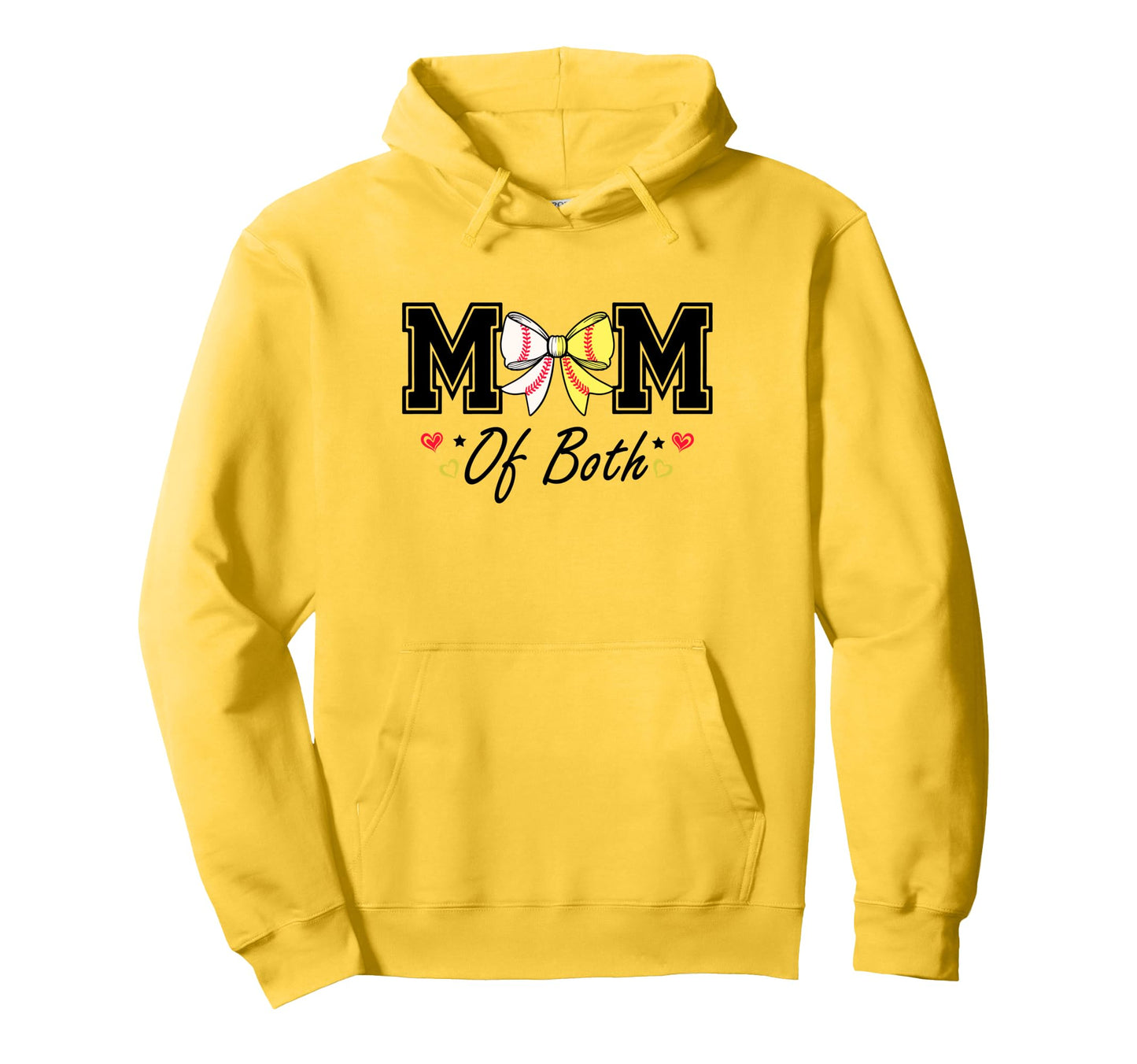 Mom Both Softball Baseball Bow Coqutte Hoodie - Unique Graphic Unisex - T-Shirt, Sweatshirt, Hoodie