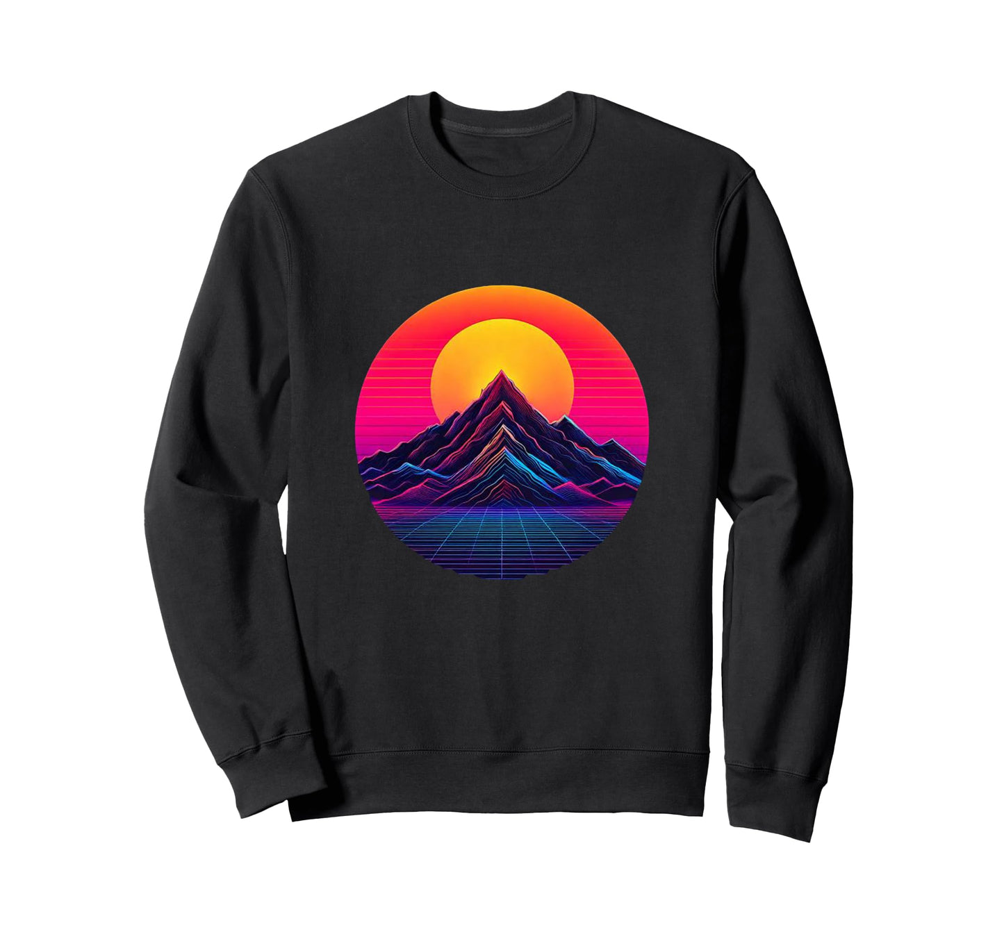 80S Sunset And Mountain Synthwave Sweatshirt - Novelty Apparel Men Women - T-Shirt, Sweatshirt, Hoodie