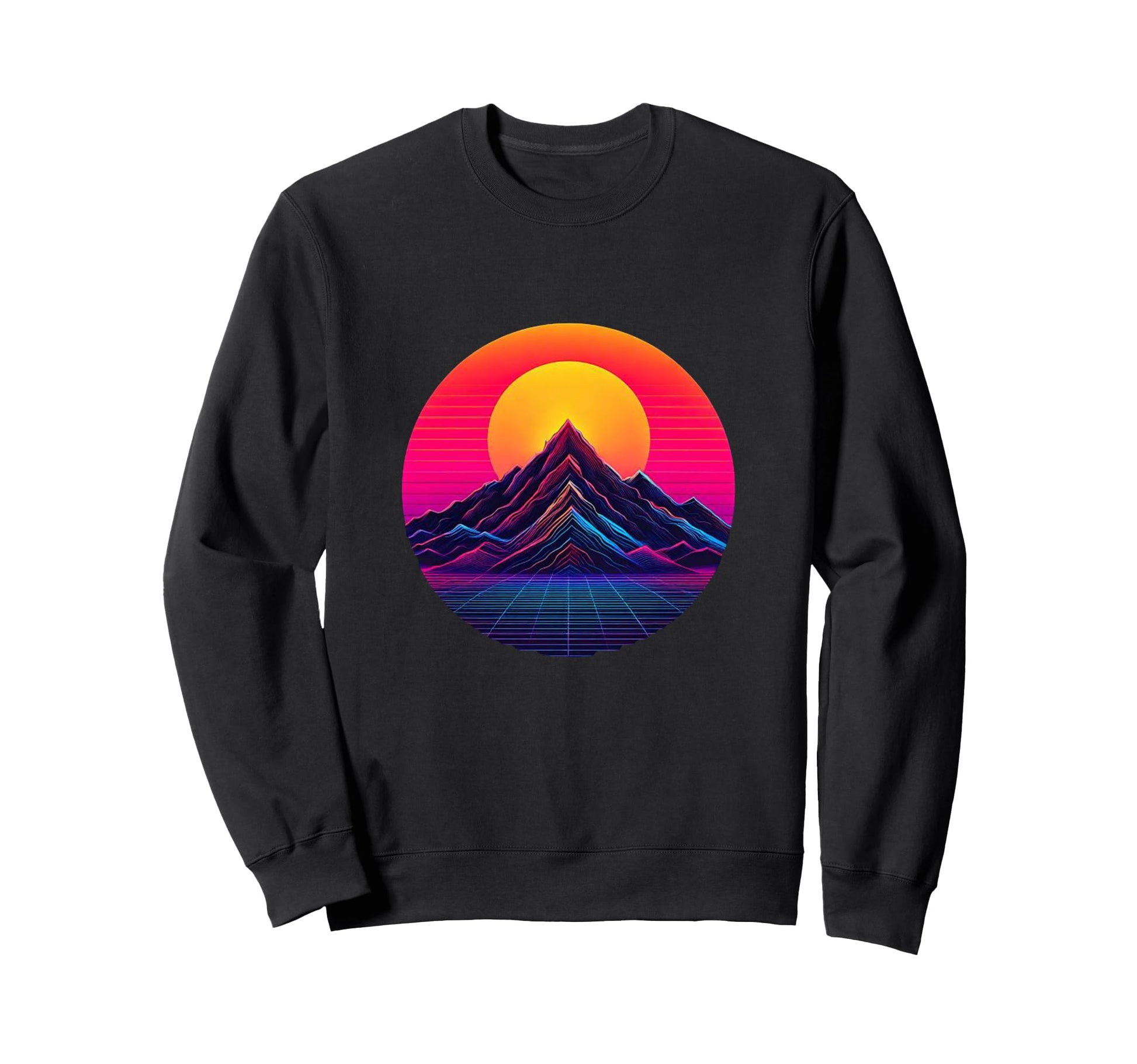 80S Sunset And Mountain Synthwave Sweatshirt - Novelty Apparel Men Women - T-Shirt, Sweatshirt, Hoodie