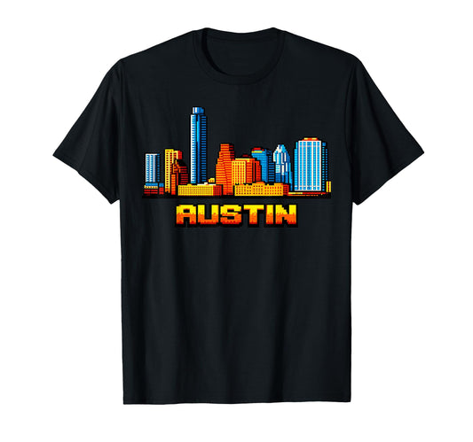 Austin 8 Bit Video Arcade Gamer Gaming 80S T-Shirt - Novelty Apparel Unisex - T-Shirt, Sweatshirt, Hoodie