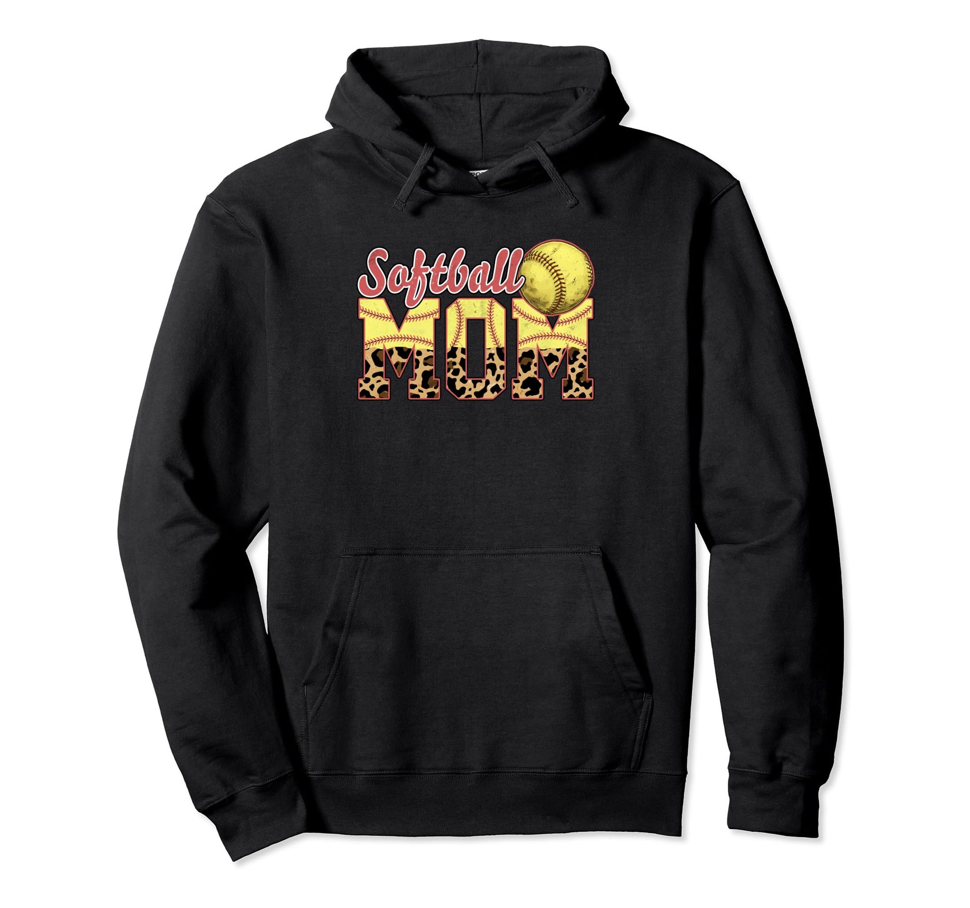 Softball Mom Leopard Funny Softball Mom Hoodie - Minimalist Print Unisex - T-Shirt, Sweatshirt, Hoodie