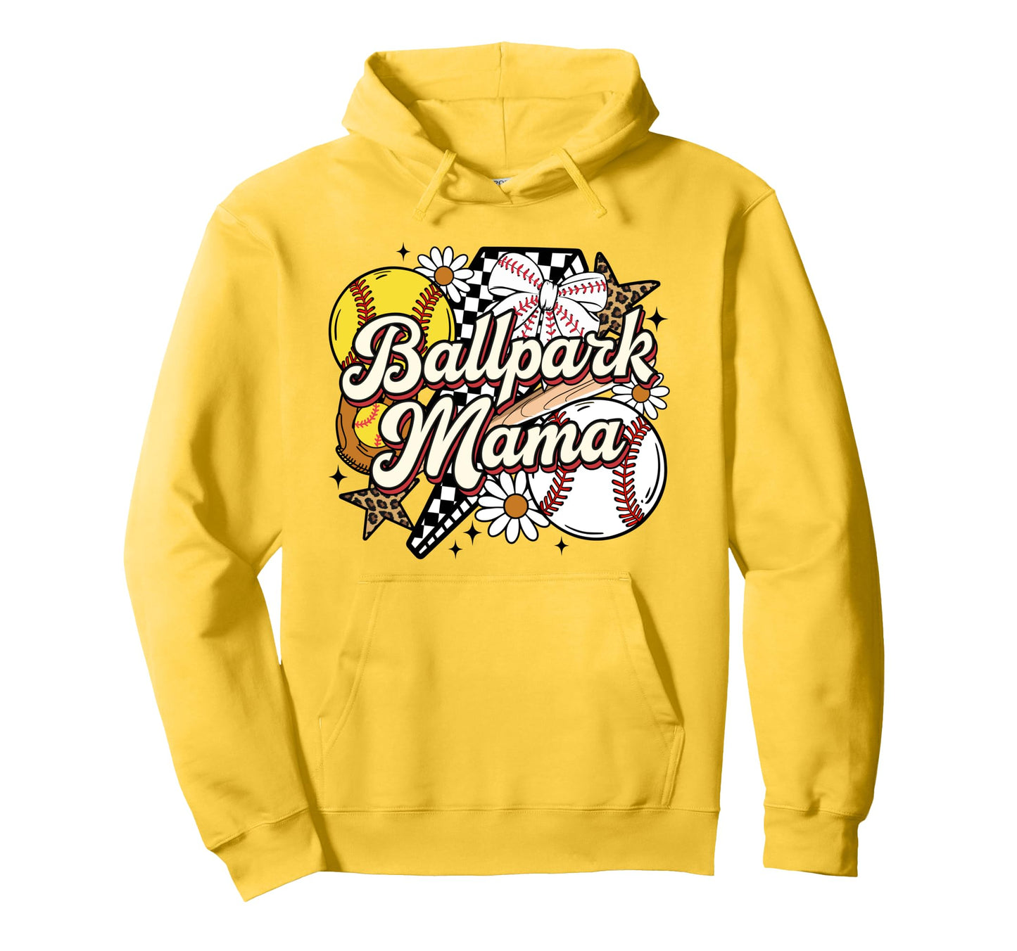 Ballpark Mama Funny Leopard Baseball Hoodie - Casual Everyday Wear Unisex - T-Shirt, Sweatshirt, Hoodie