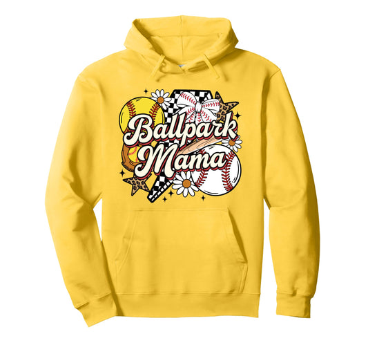 Ballpark Mama Funny Leopard Baseball Hoodie - Casual Everyday Wear Unisex - T-Shirt, Sweatshirt, Hoodie