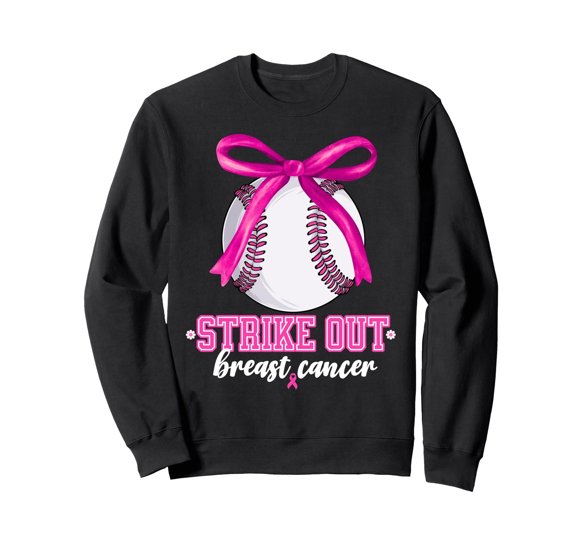 Strike Out Baseball Breast Cancer Sweatshirt - Unique Graphic Men Women - T-Shirt, Sweatshirt, Hoodie