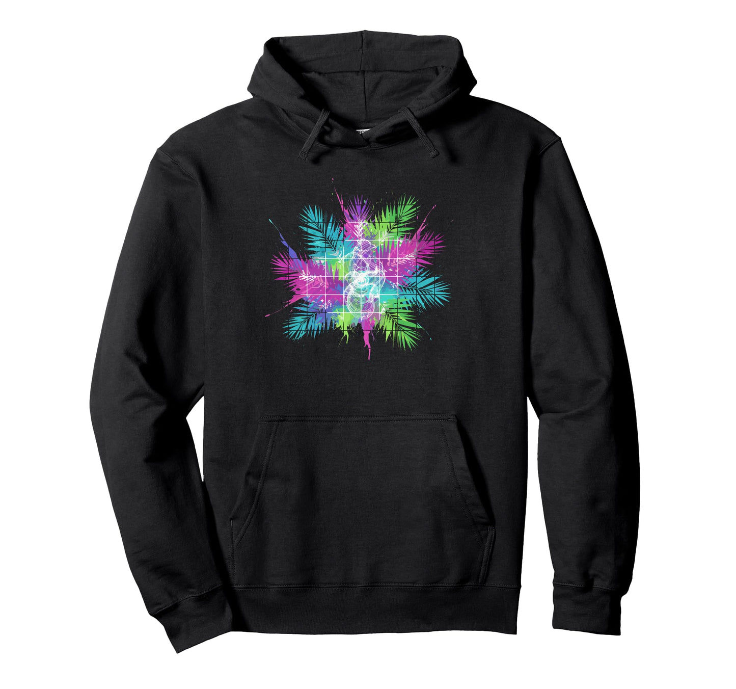 Synthwave Tropical Palm Leaves Color Hoodie - Minimalist Print Unisex - T-Shirt, Sweatshirt, Hoodie