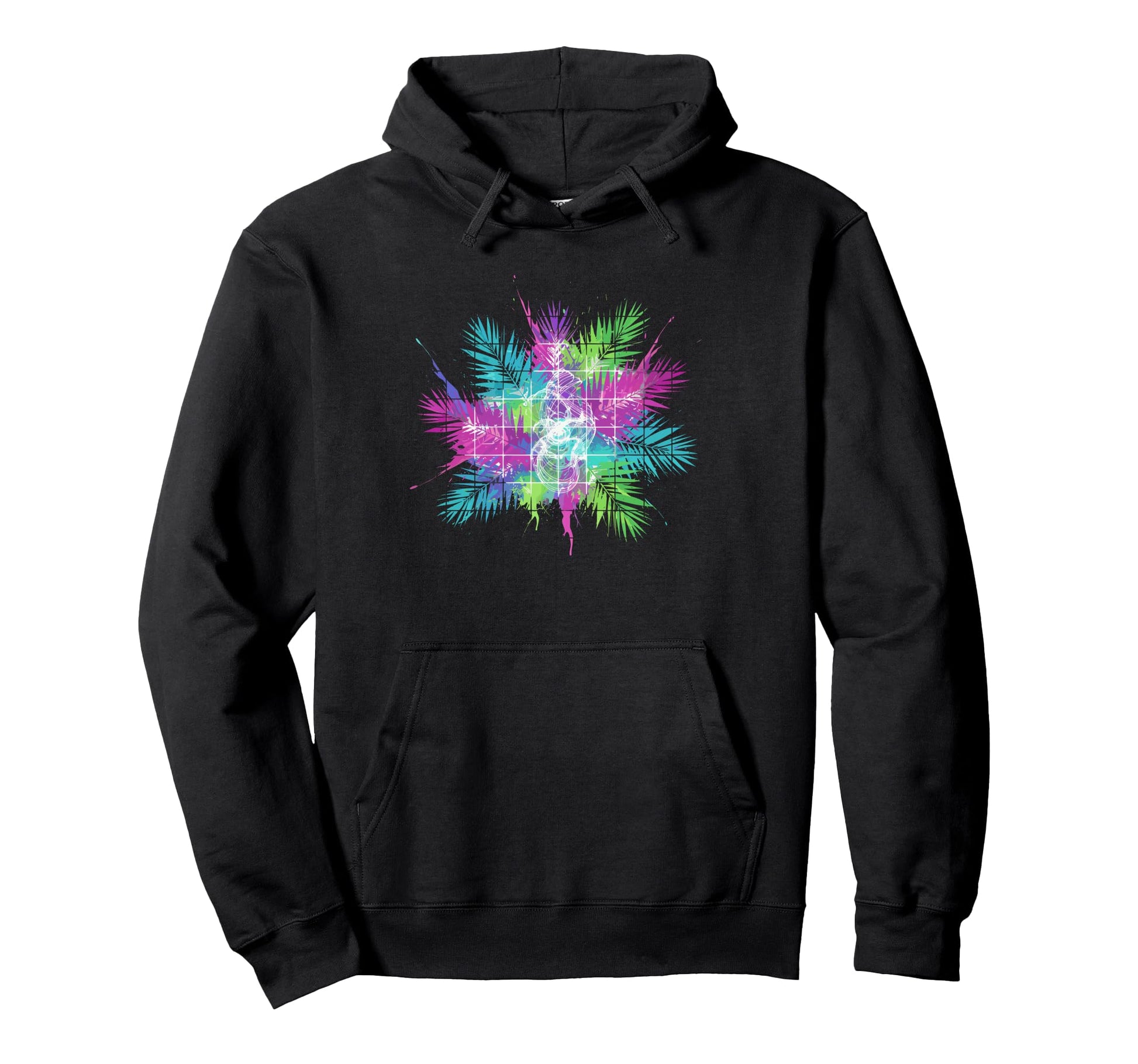 Synthwave Tropical Palm Leaves Color Hoodie - Minimalist Print Unisex - T-Shirt, Sweatshirt, Hoodie