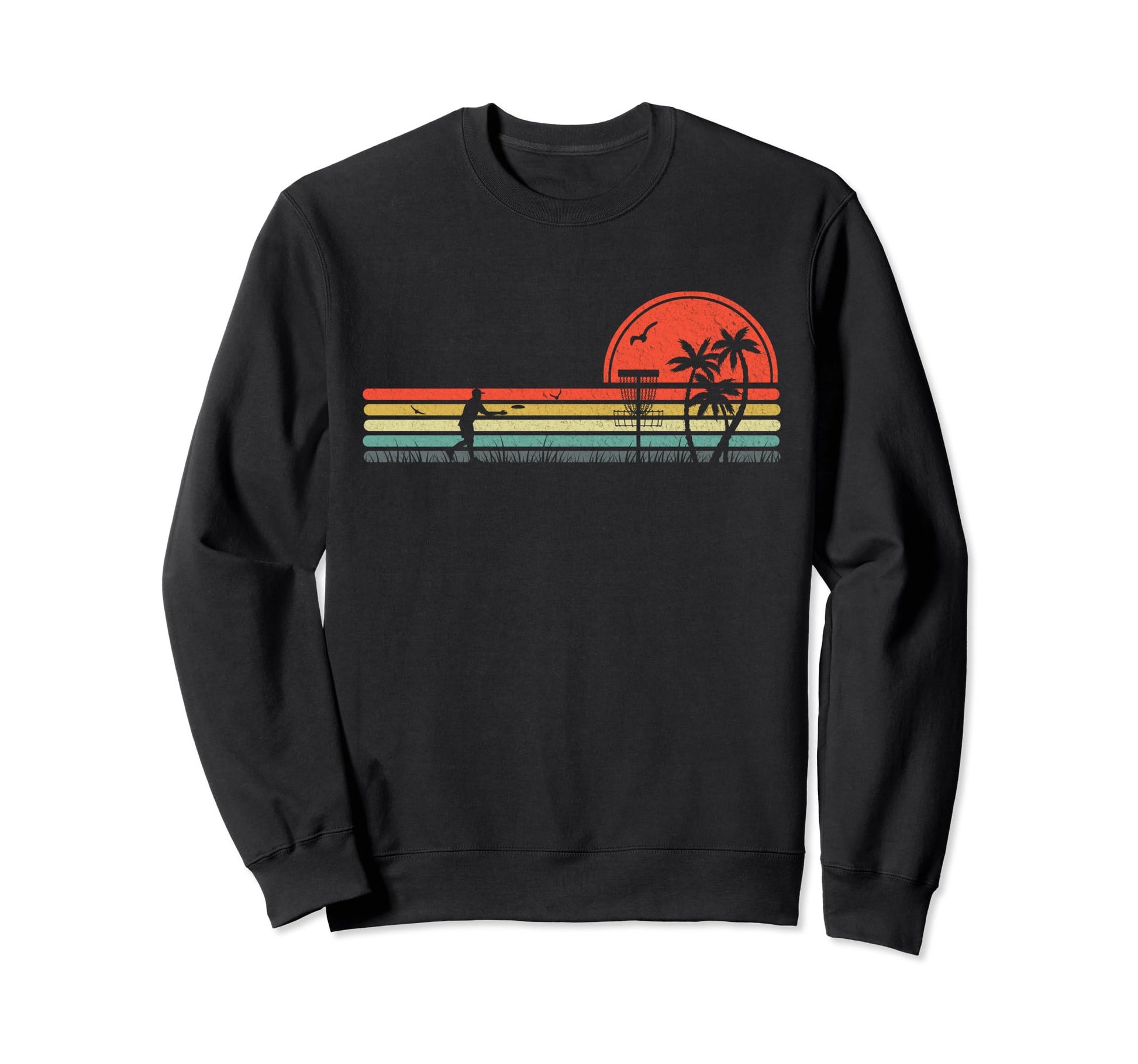 Disc Golf Striped Sun Sunset Vi Sweatshirt - Minimalist Print for Adults - T-Shirt, Sweatshirt, Hoodie