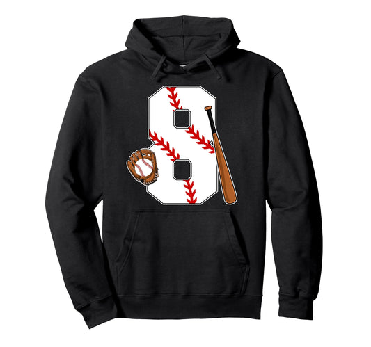 8Th Birthday Baseball Eight Year Old Hoodie - Minimalist Print Men Women - T-Shirt, Sweatshirt, Hoodie